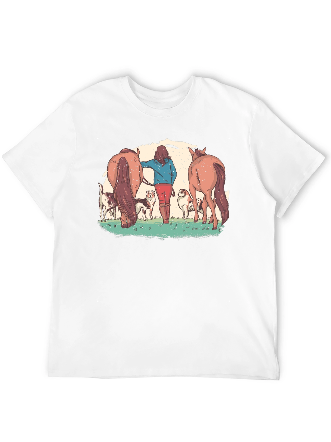 Horse and Dog Graphic T-Shirt