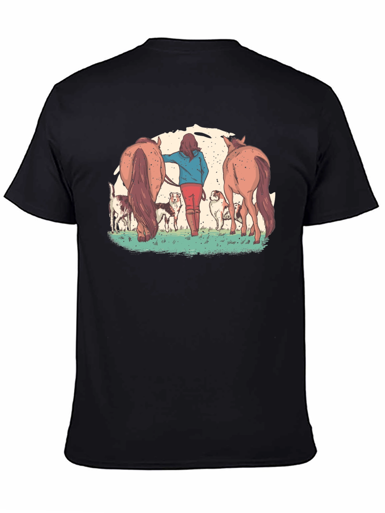 Horse and Dog Graphic T-Shirt