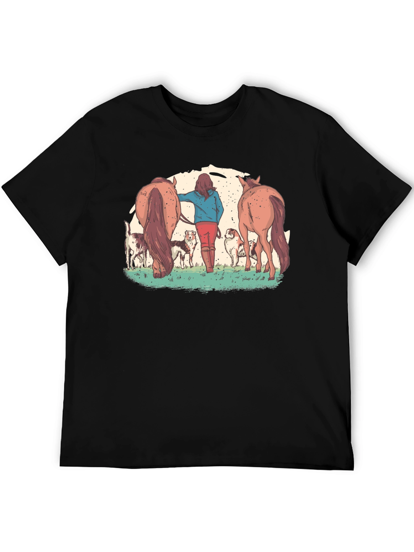 Horse and Dog Graphic T-Shirt