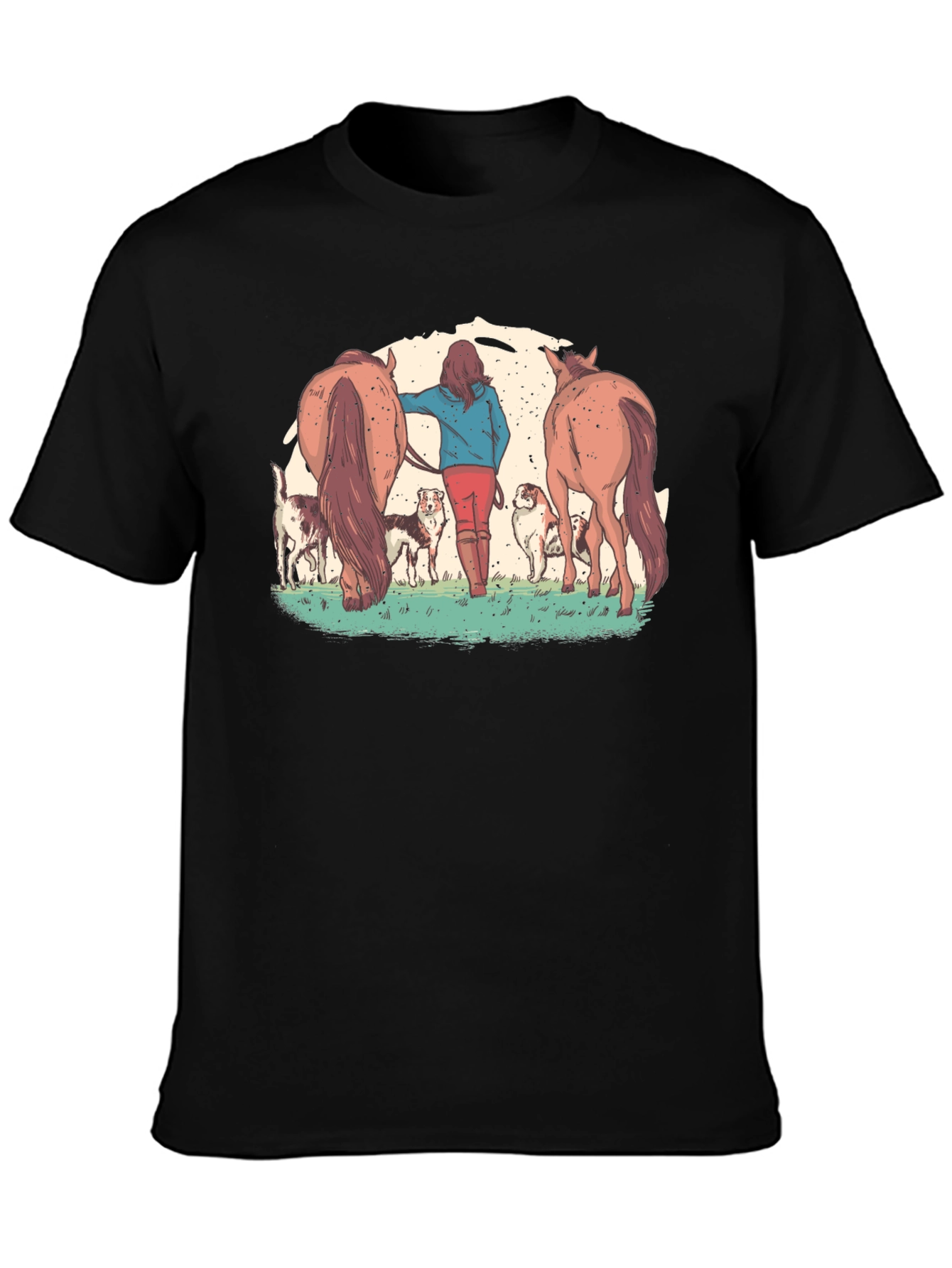 Horse and Dog Graphic T-Shirt