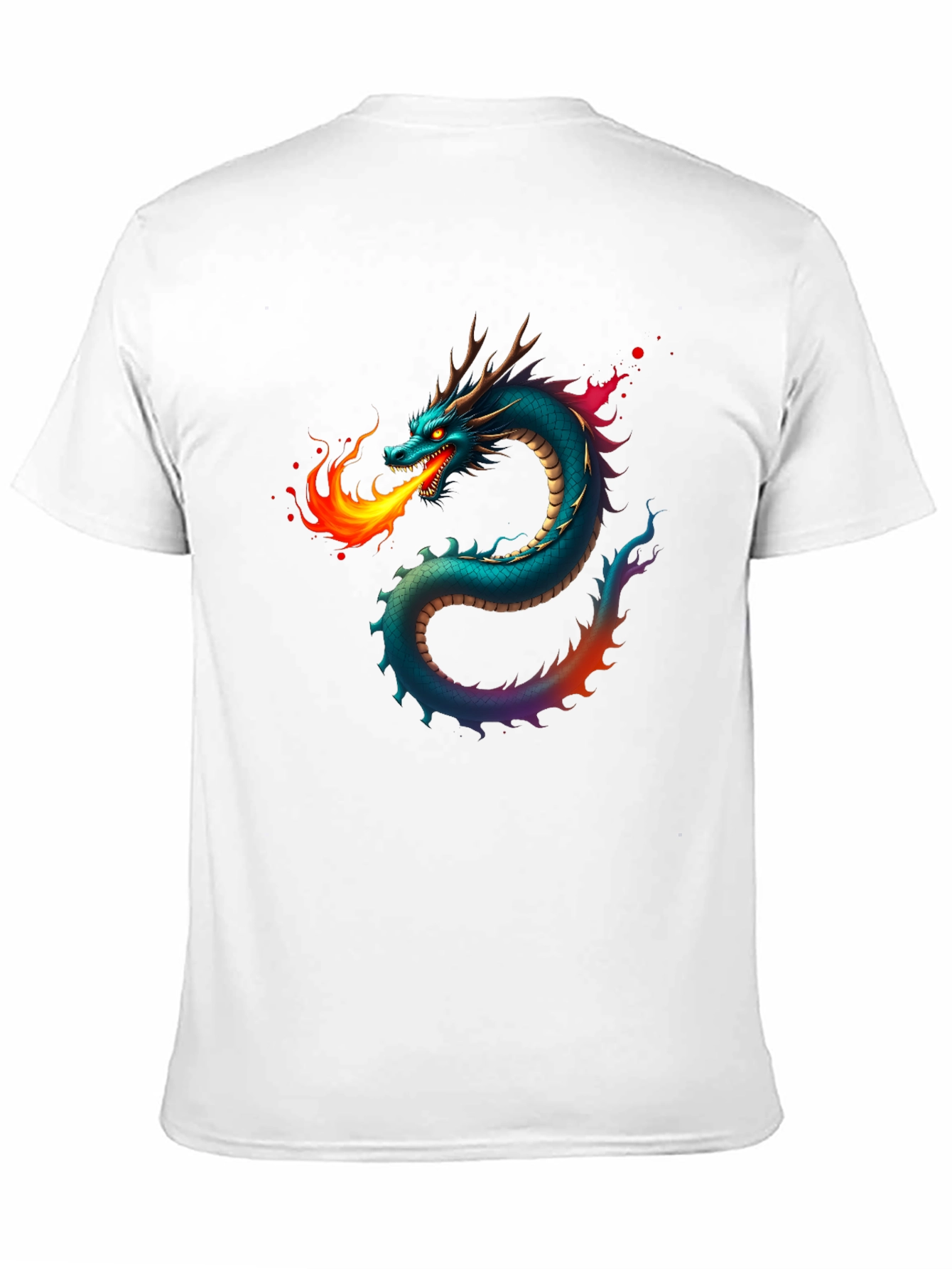 Fiery Dragon Graphic Tee - Black Cotton