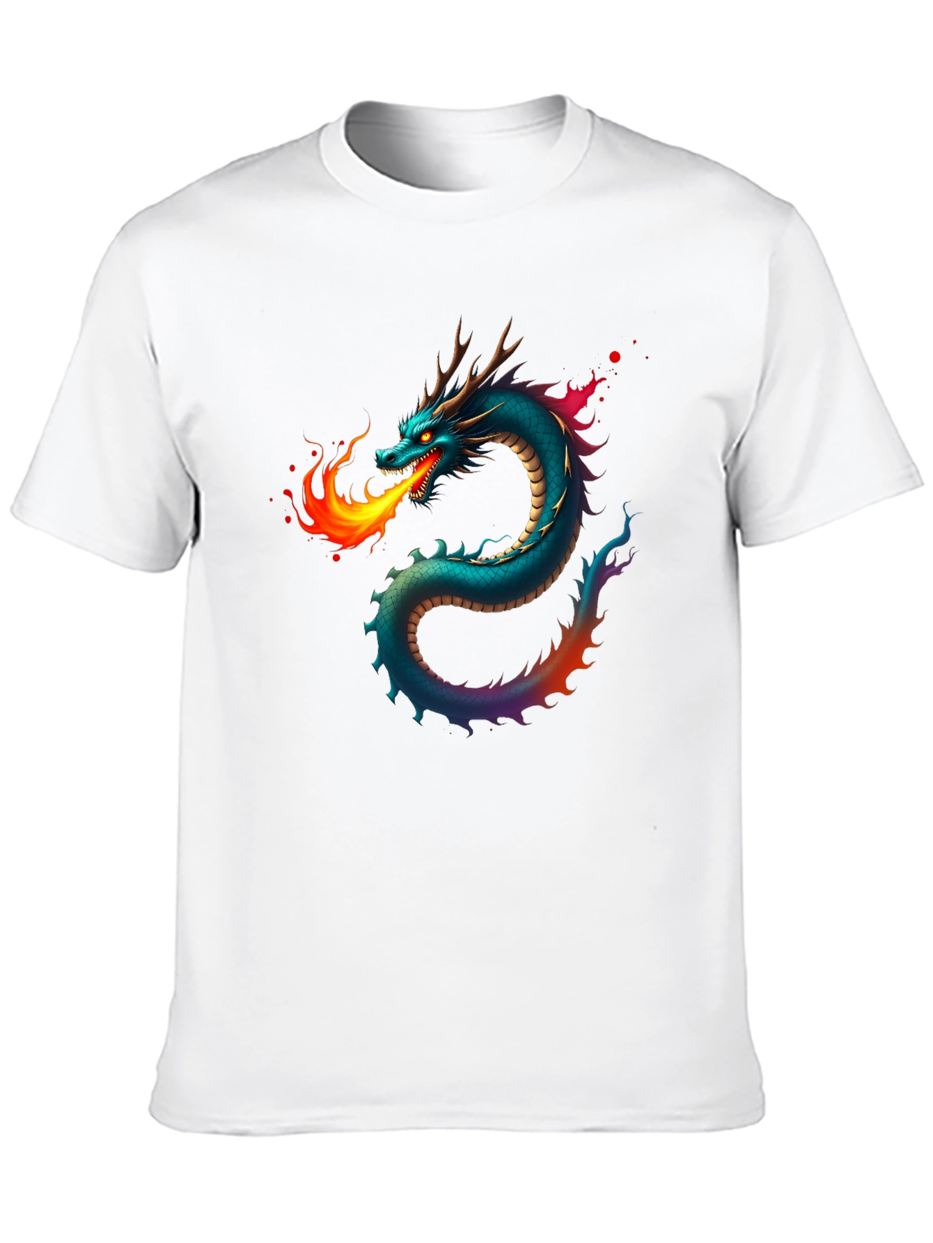 Fiery Dragon Graphic Tee - Black Cotton