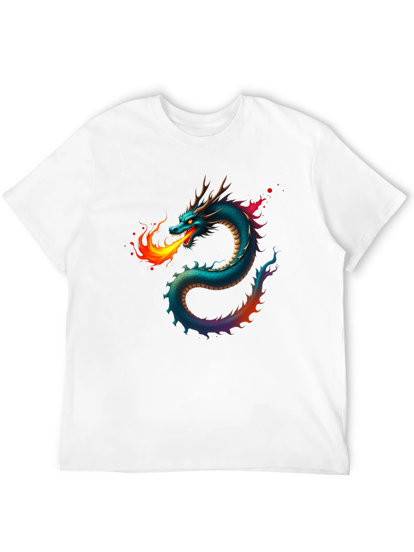 Fiery Dragon Graphic Tee - Black Cotton