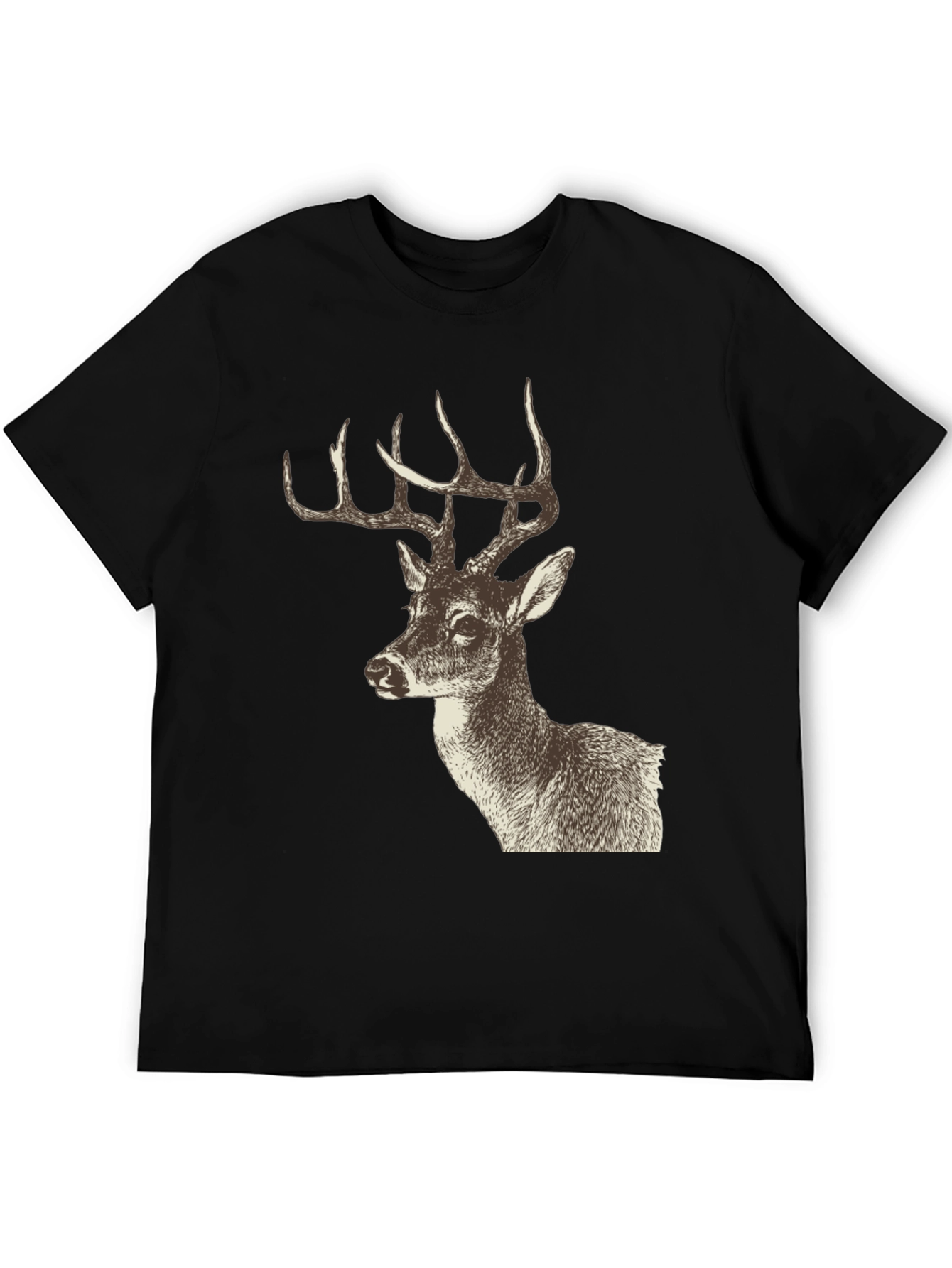 Deer Graphic Print Black T-Shirt