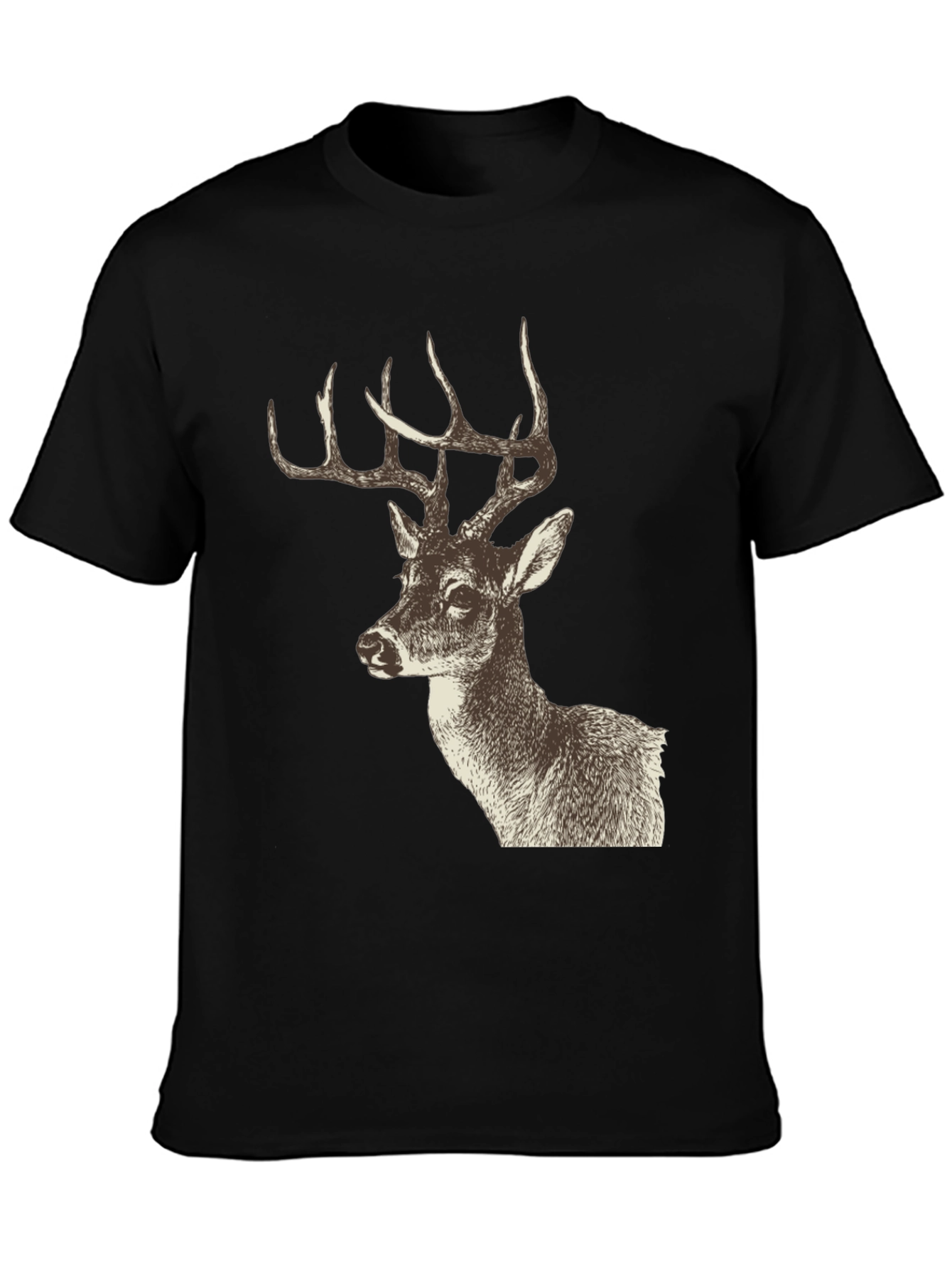 Deer Graphic Print Black T-Shirt