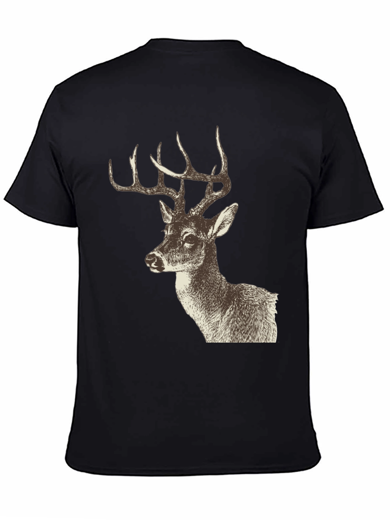 Deer Graphic Print Black T-Shirt