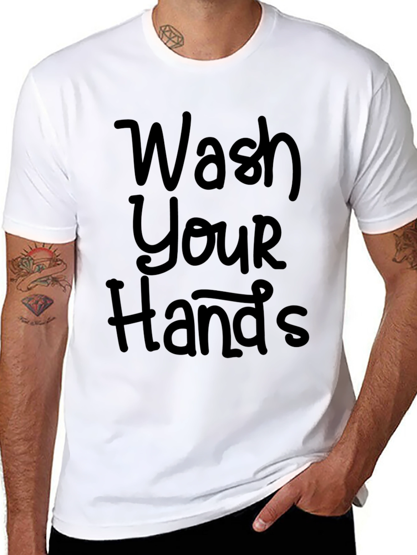 Wash Your Hands Black Crewneck T-Shirt
