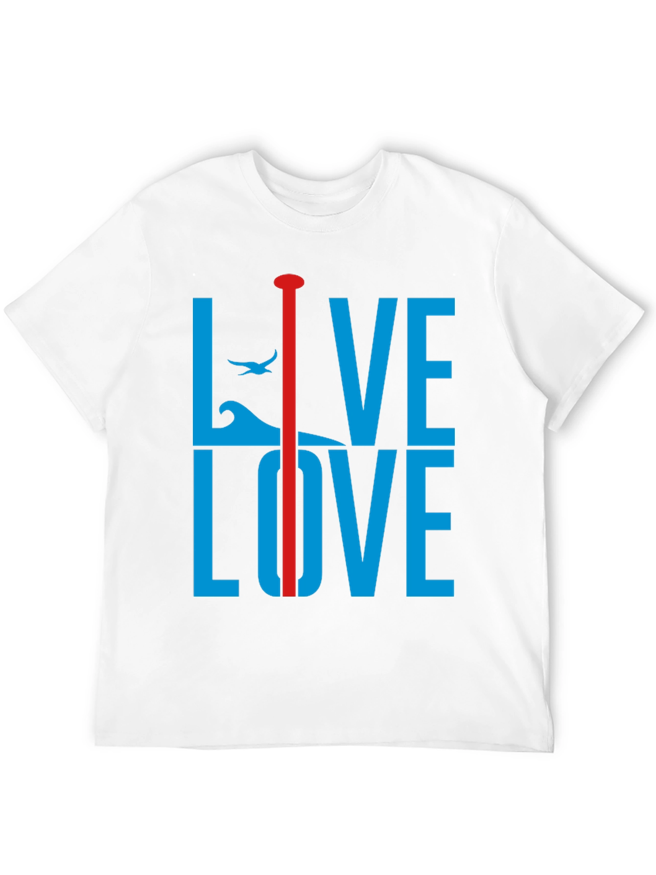 Live Love Graphic Tee - Blue and Red Design