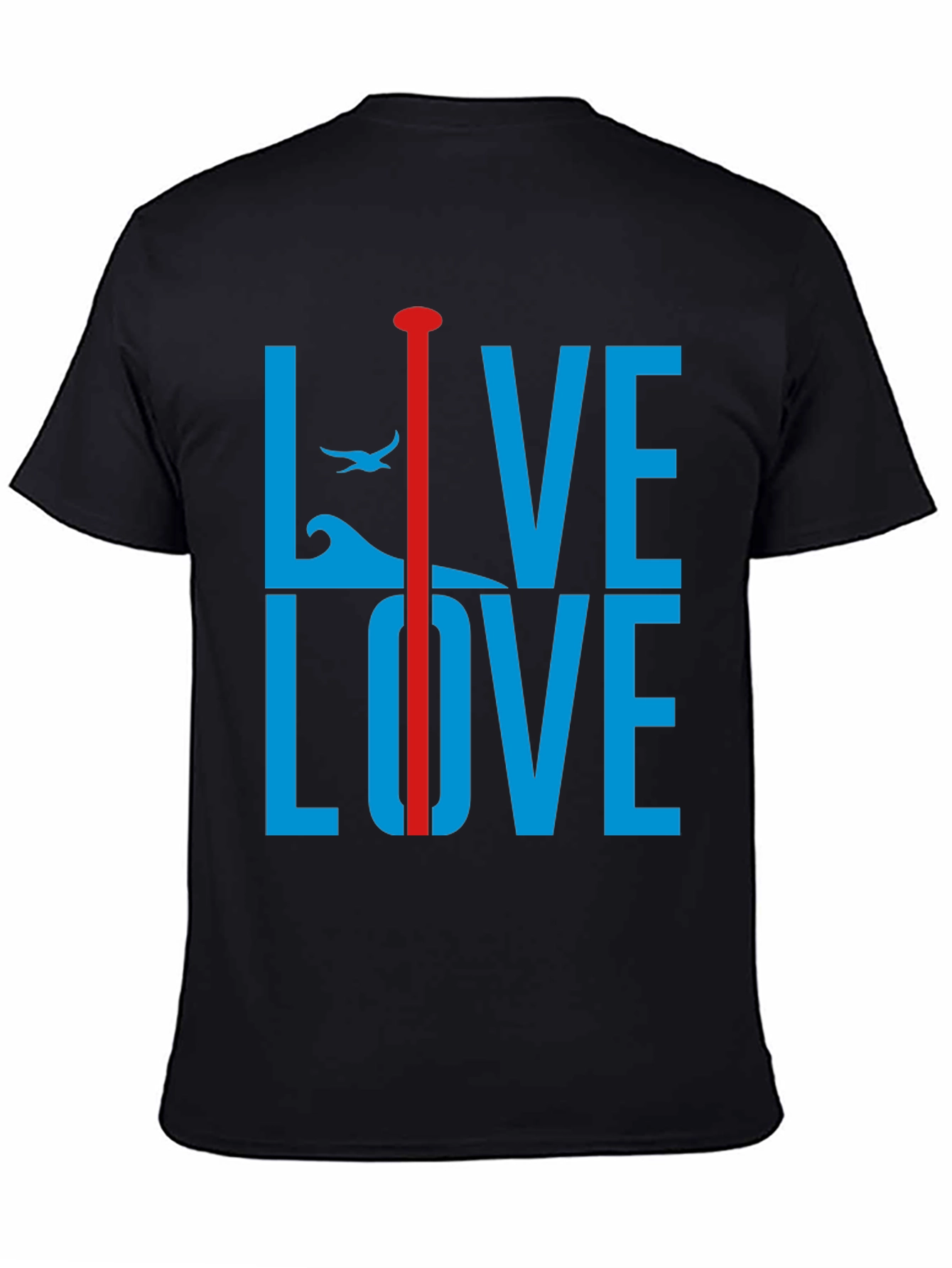 Live Love Graphic Tee - Blue and Red Design