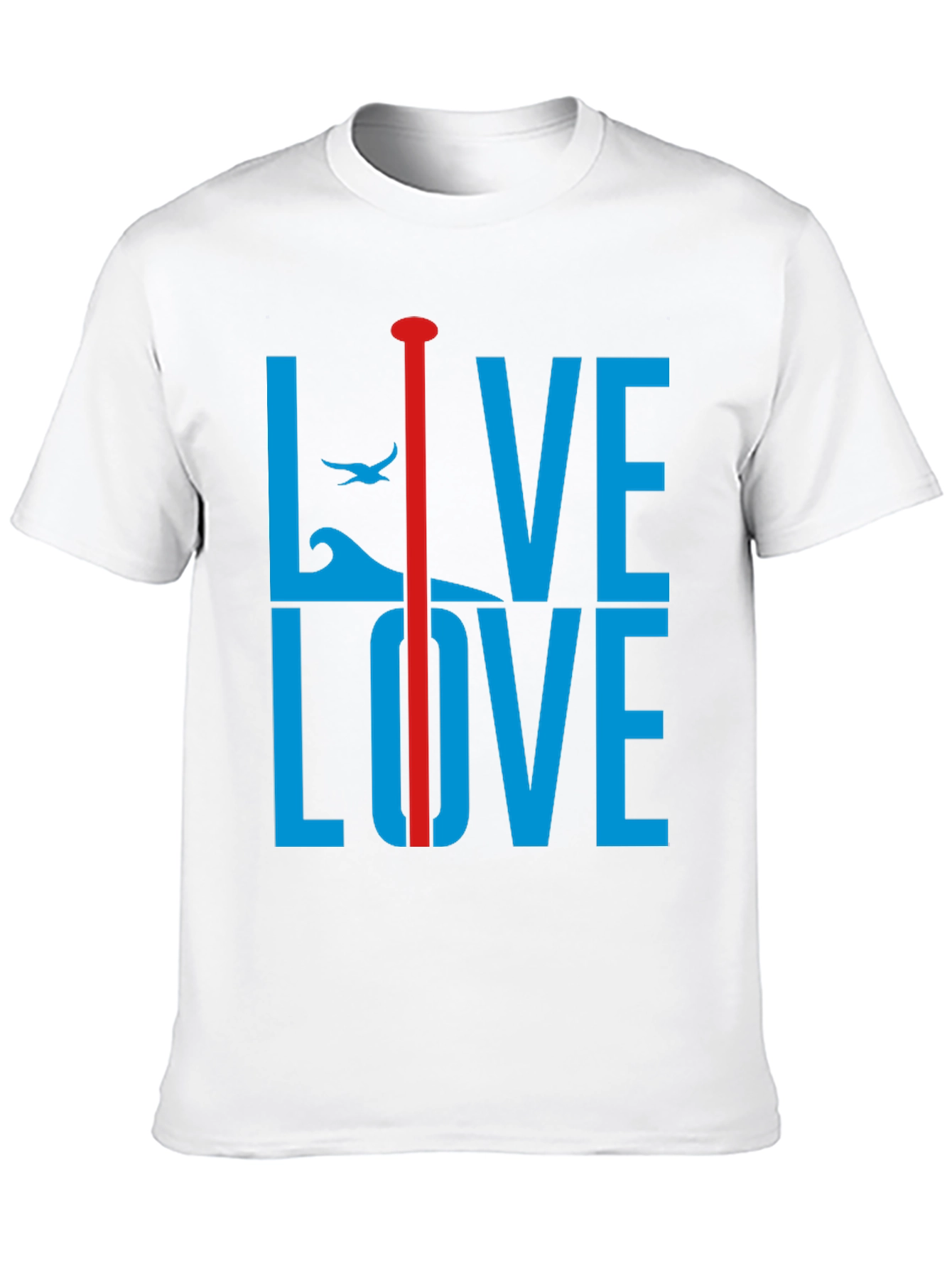 Live Love Graphic Tee - Blue and Red Design