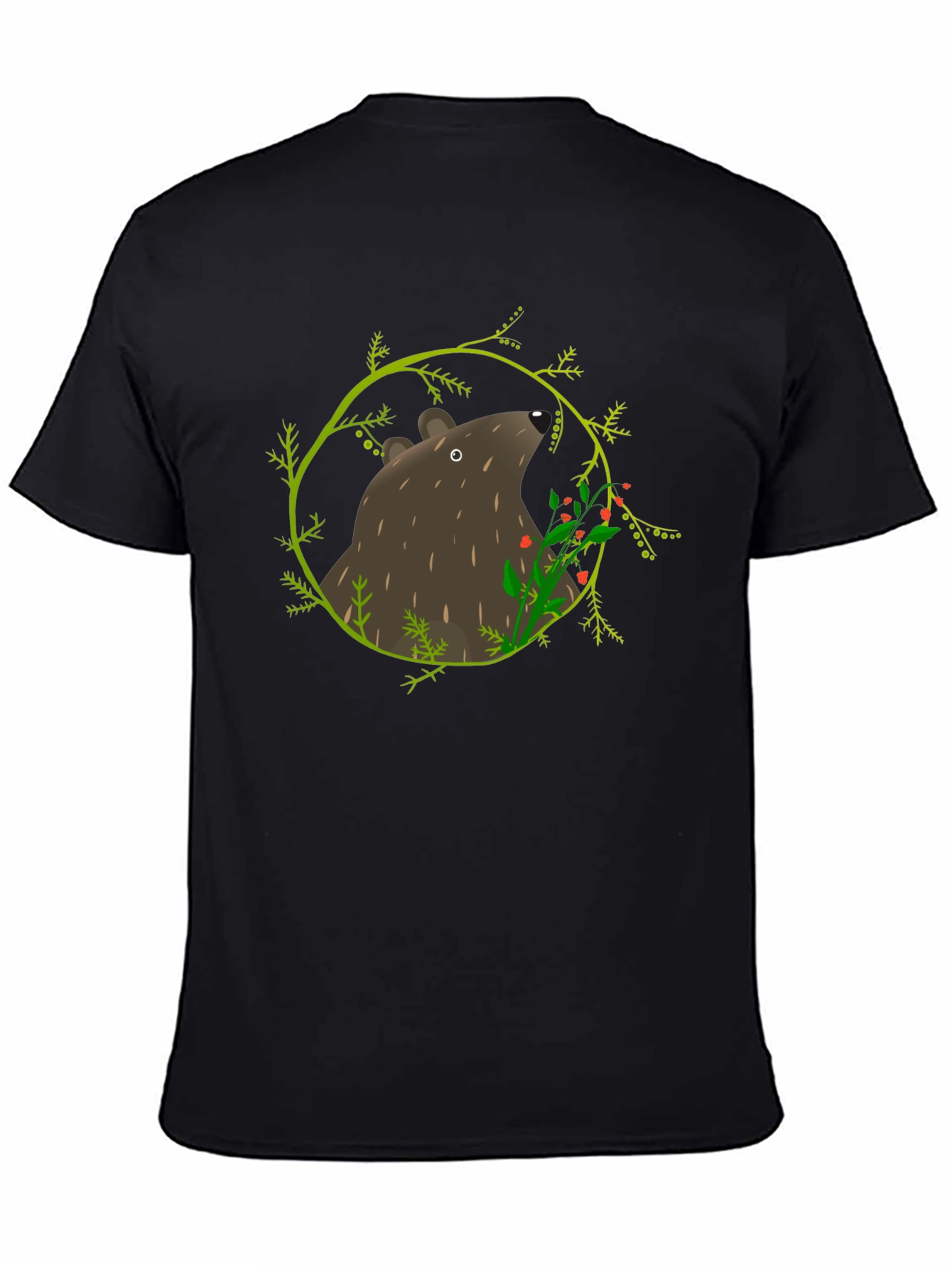 Bear and Berries Black Graphic Tee
