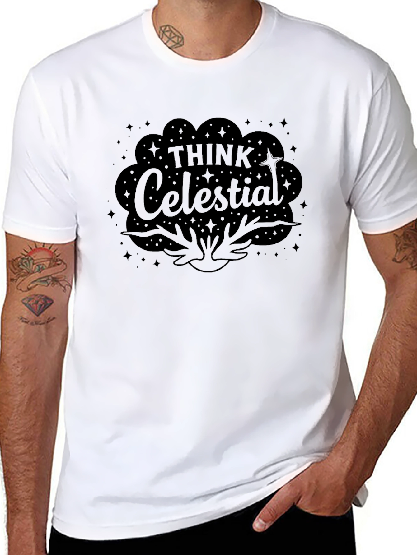 Think Celestial Black Graphic T-Shirt