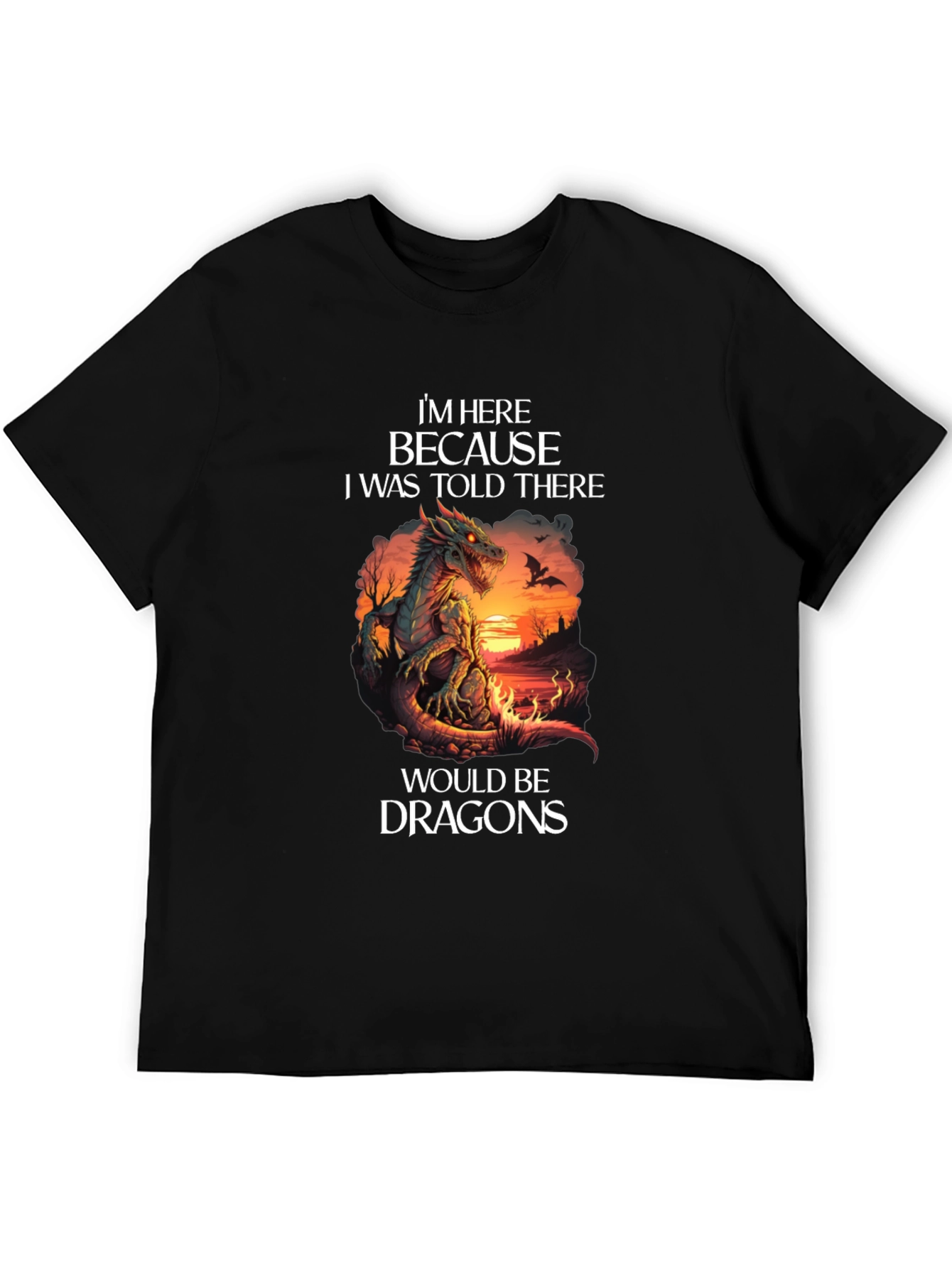 Dragon Graphic T-Shirt - Im Here Because Dragons