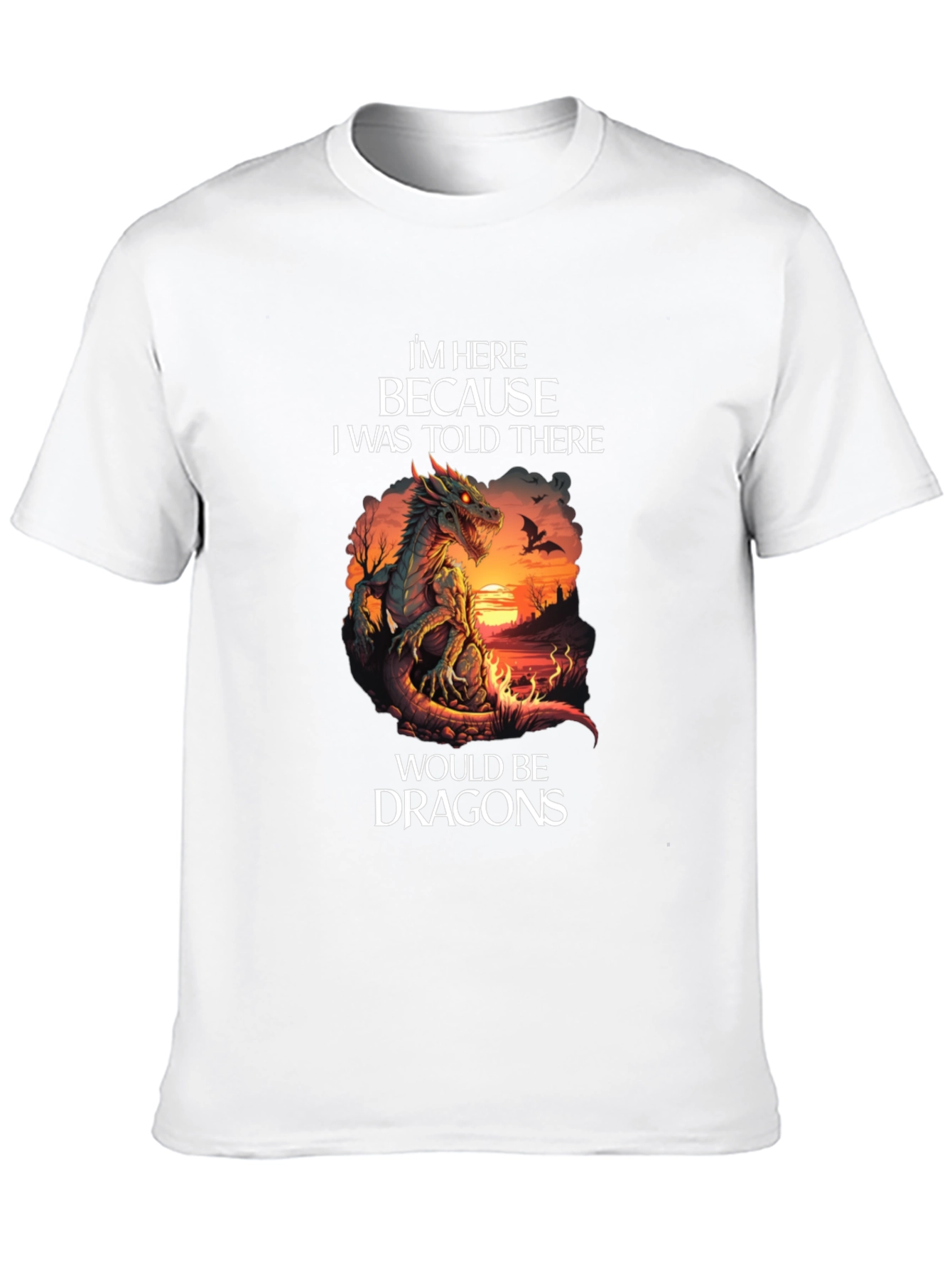 Dragon Graphic T-Shirt - Im Here Because Dragons
