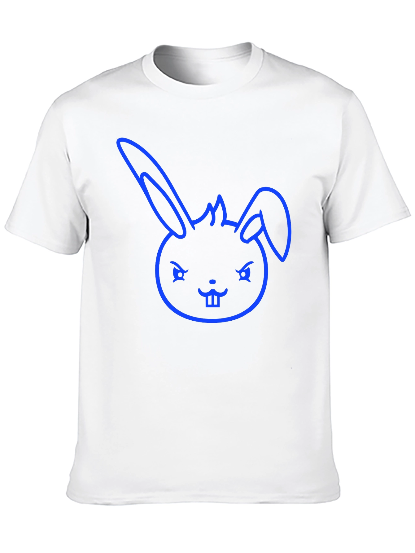 Cool Blue Bunny Graphic Tee - Black Cotton Blend