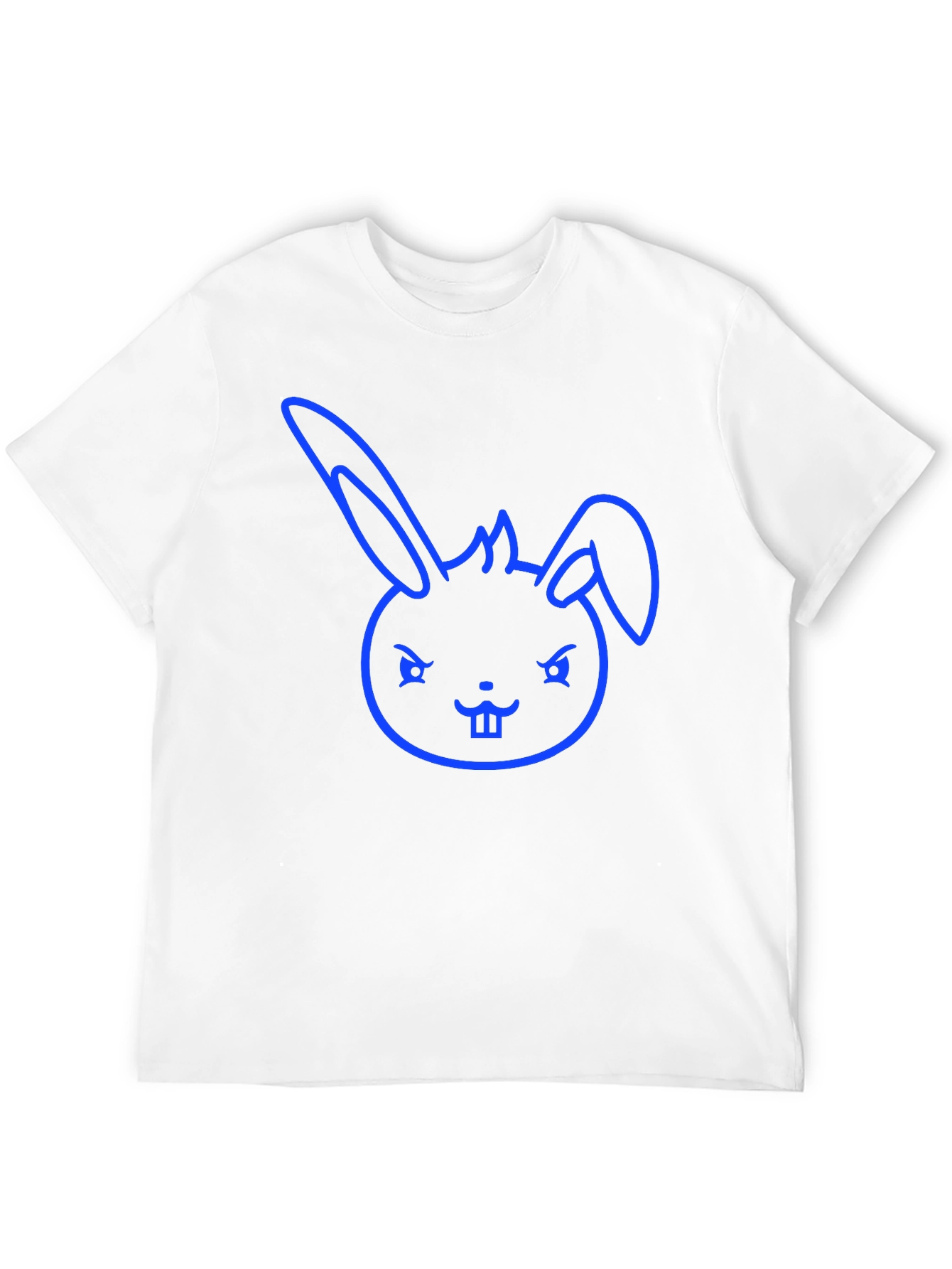 Cool Blue Bunny Graphic Tee - Black Cotton Blend
