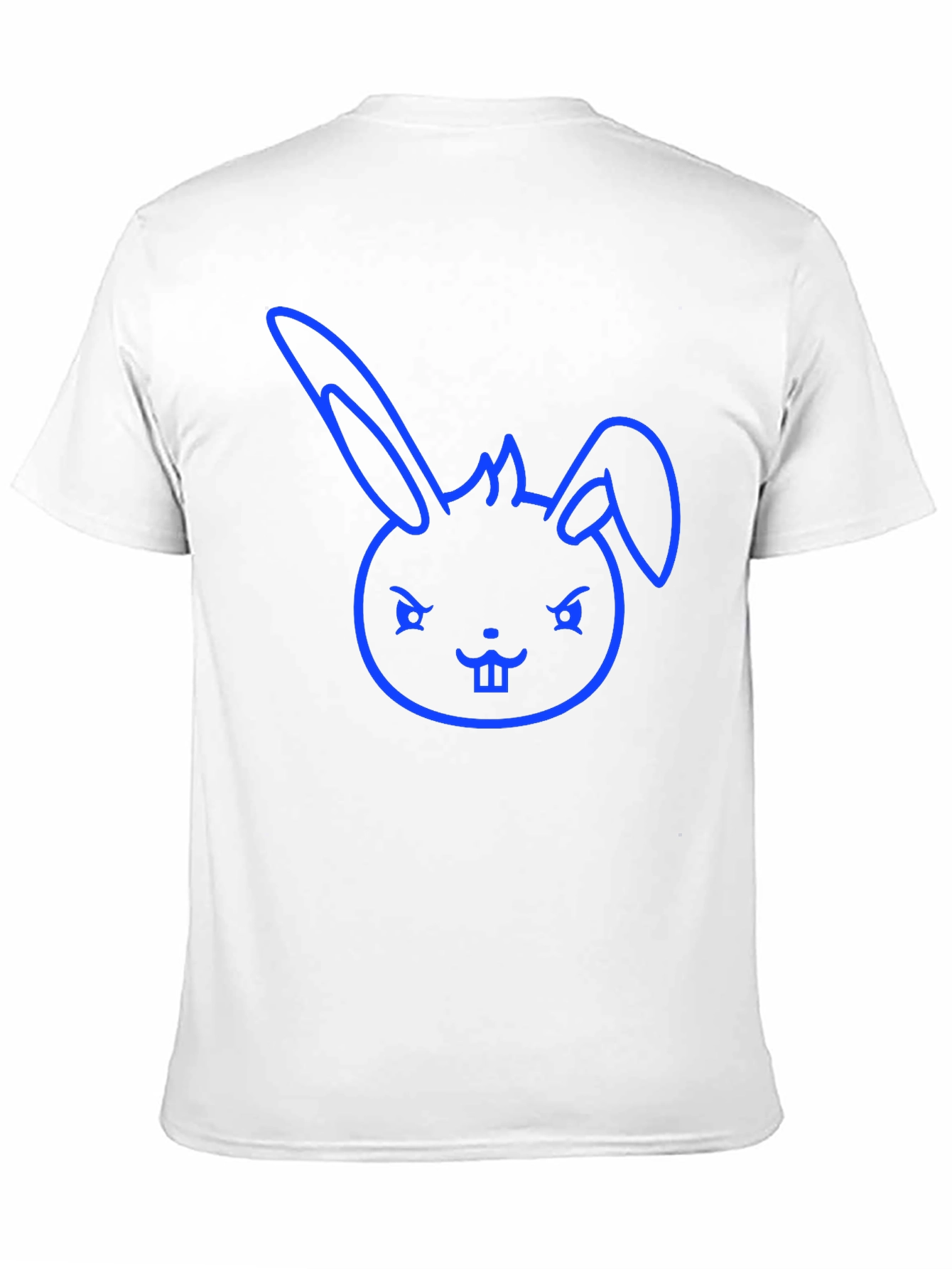 Cool Blue Bunny Graphic Tee - Black Cotton Blend
