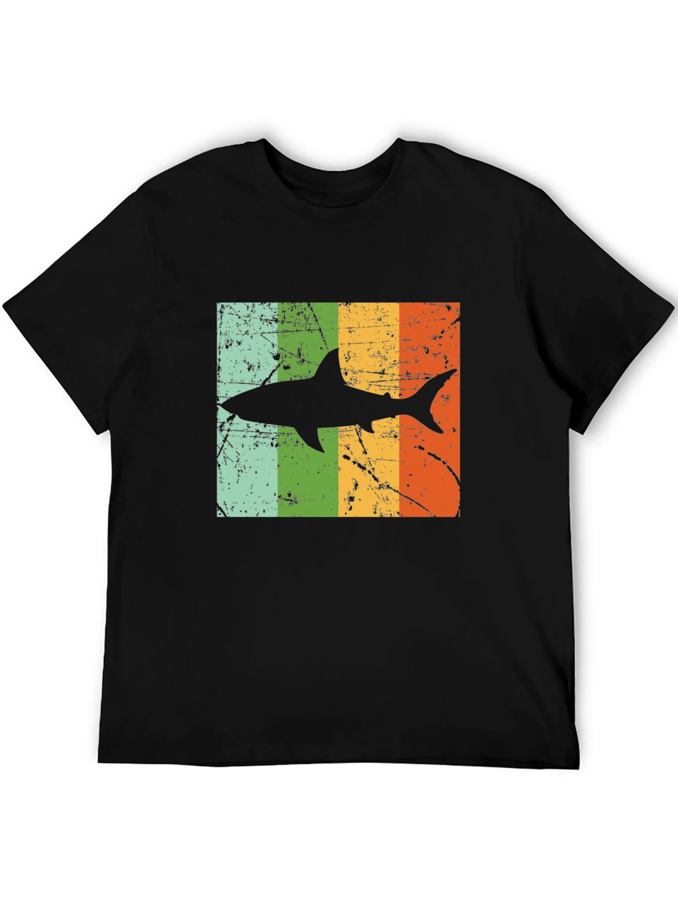 Retro Shark Graphic Tee - Mens Black T-Shirt