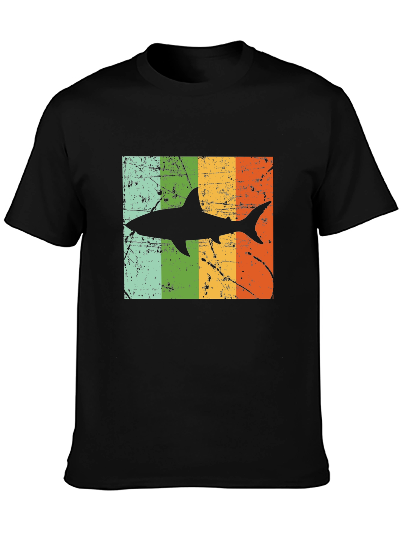 Retro Shark Graphic Tee - Mens Black T-Shirt