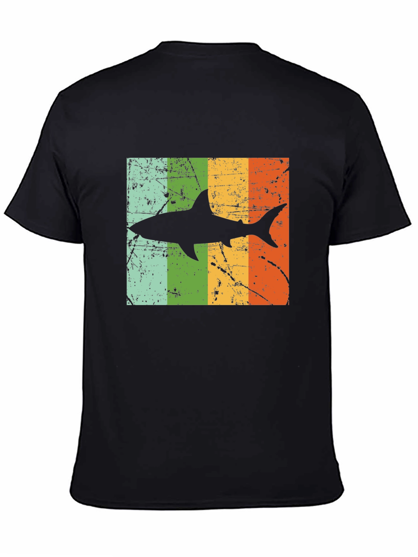 Retro Shark Graphic Tee - Mens Black T-Shirt