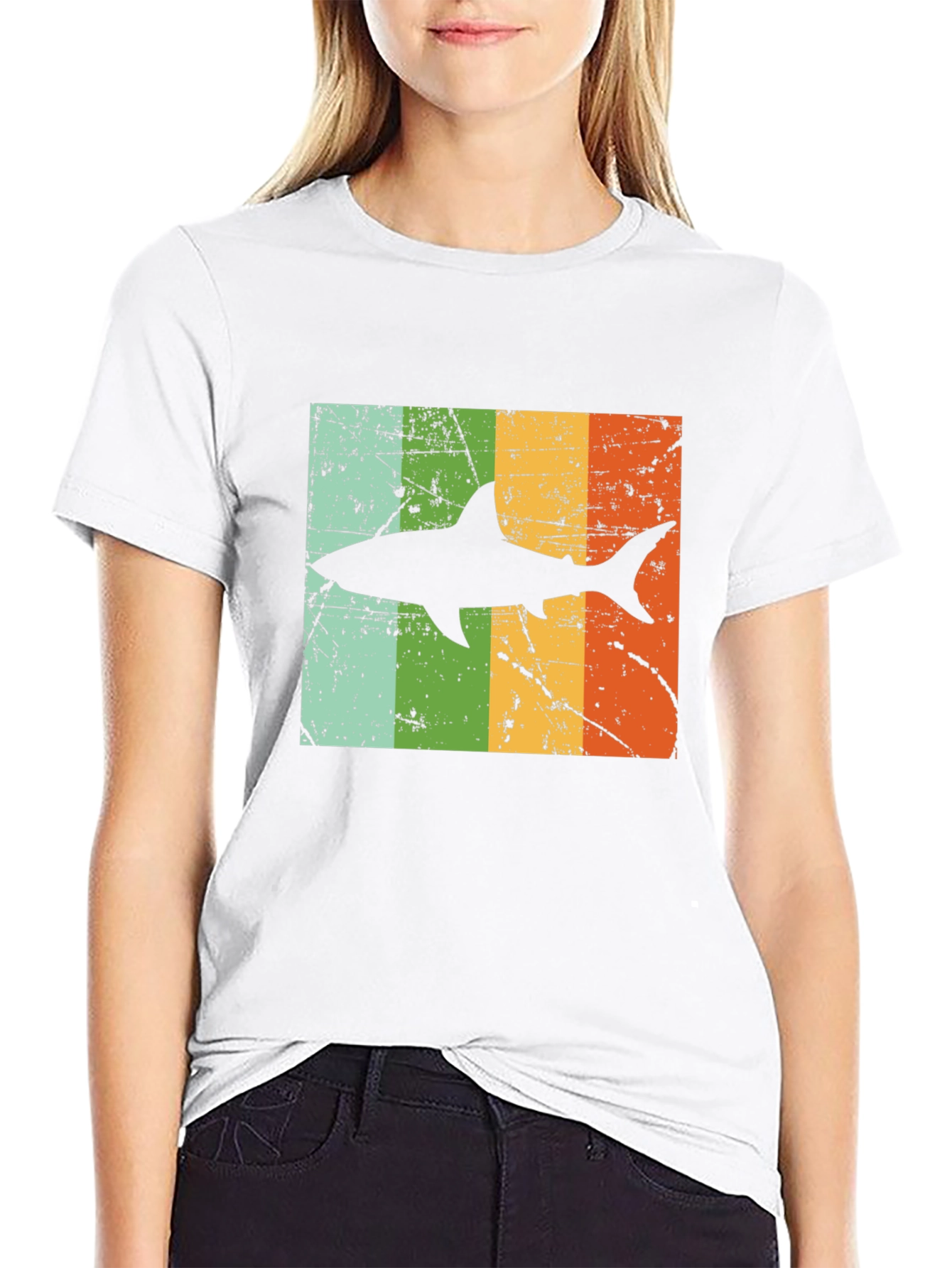 Retro Shark Graphic Tee - Mens Black T-Shirt