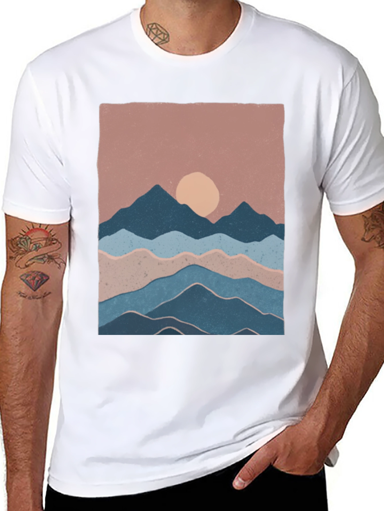 Mountains and Sun Graphic T-Shirt - Black