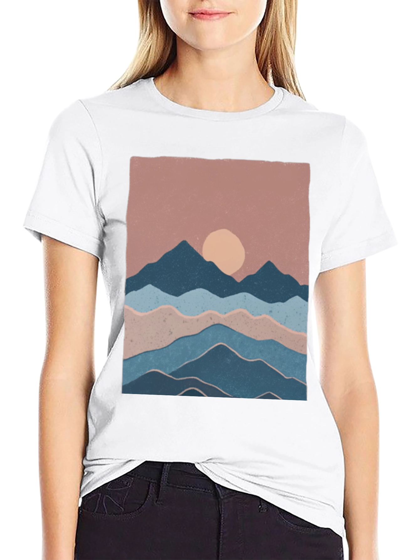 Mountains and Sun Graphic T-Shirt - Black