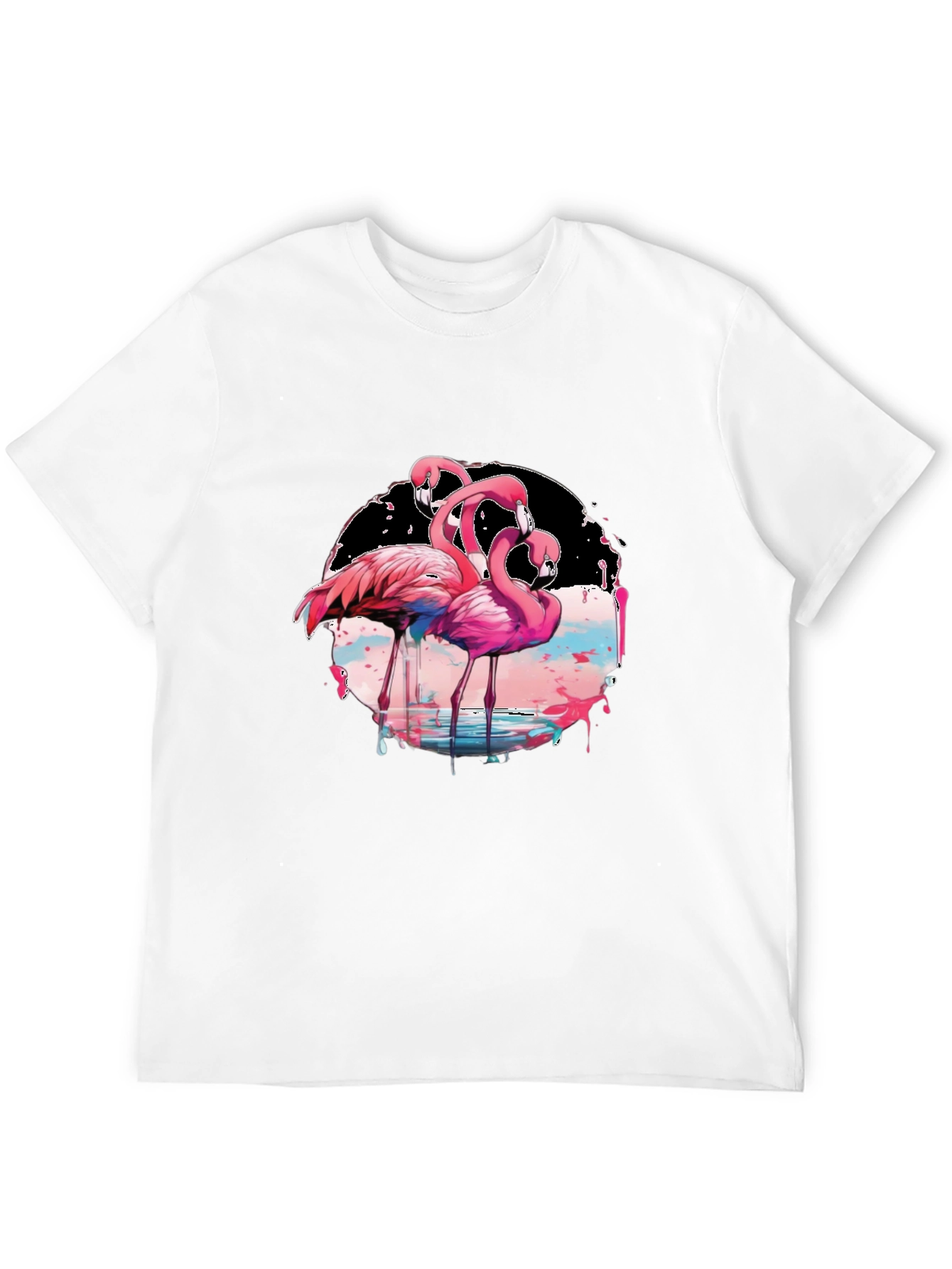 Flamingo Graphic Print Black T-Shirt
