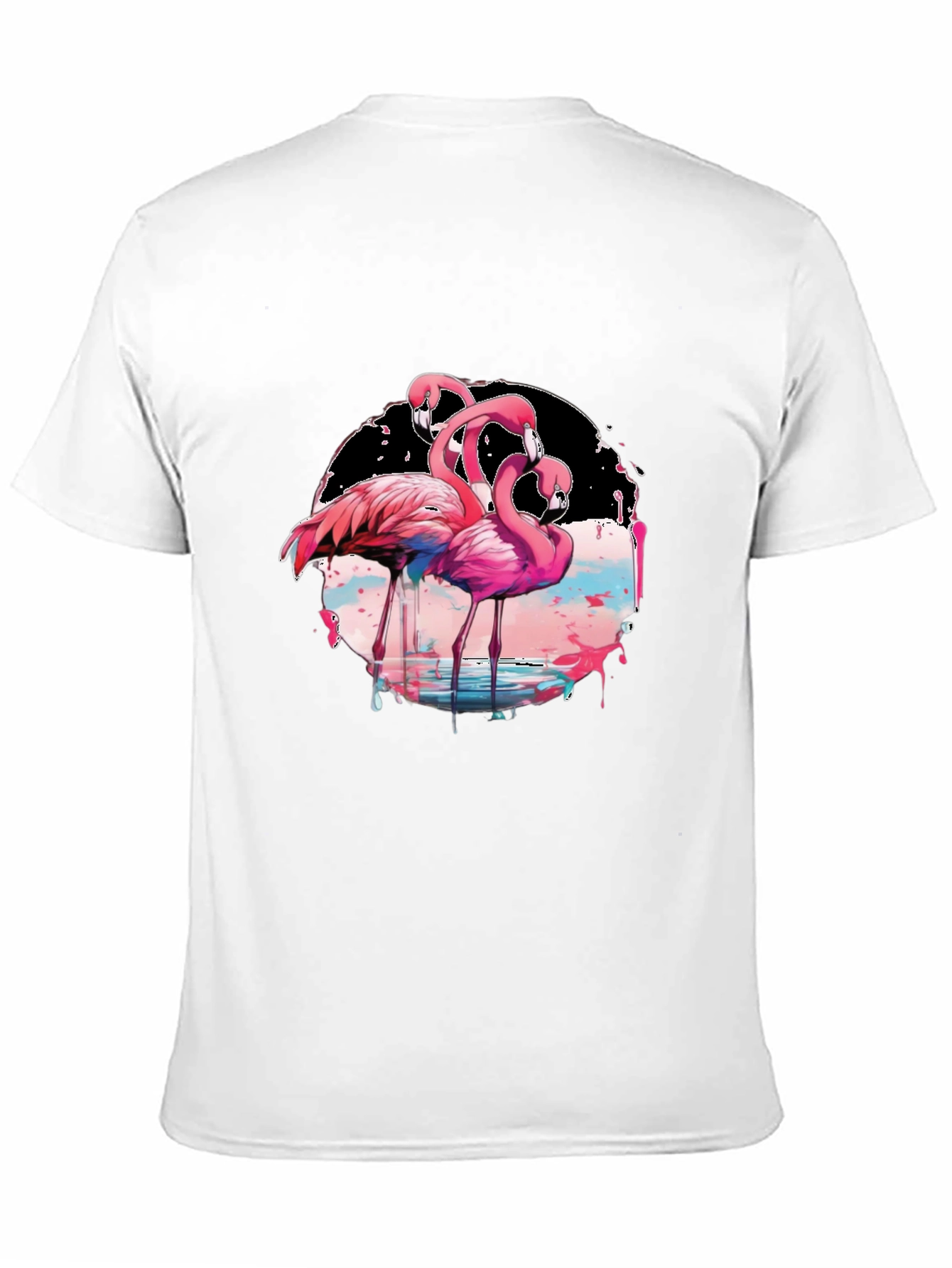 Flamingo Graphic Print Black T-Shirt
