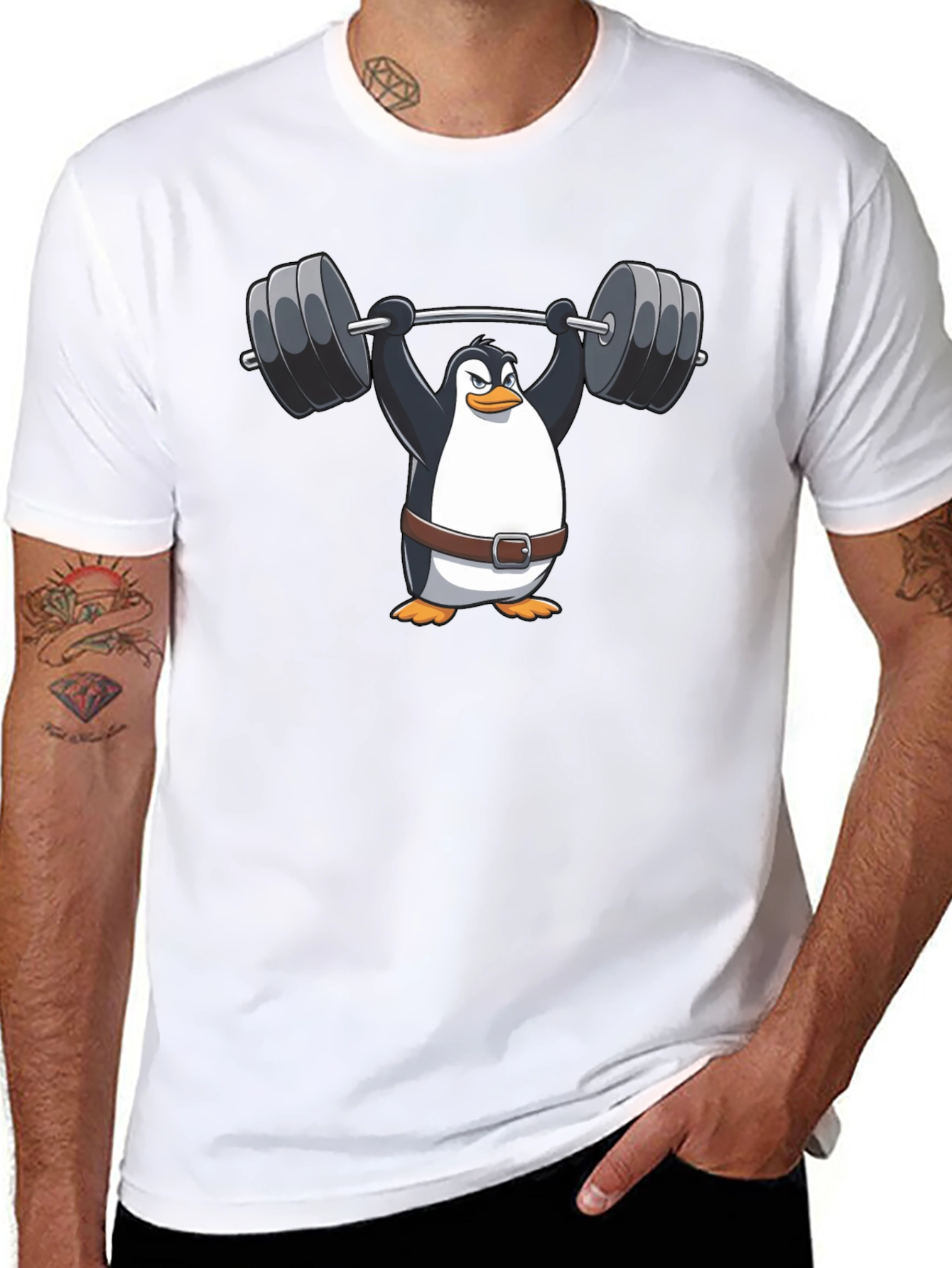 Penguin Barbell T-Shirt - Black Graphic Tee