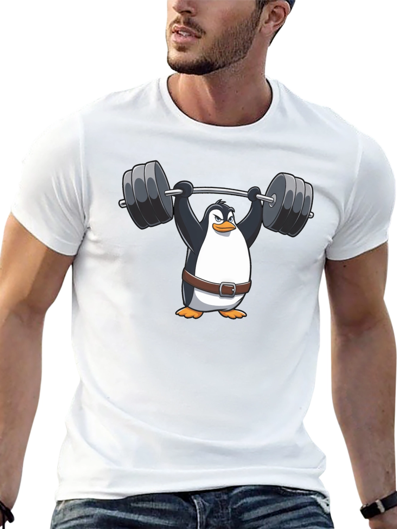 Penguin Barbell T-Shirt - Black Graphic Tee