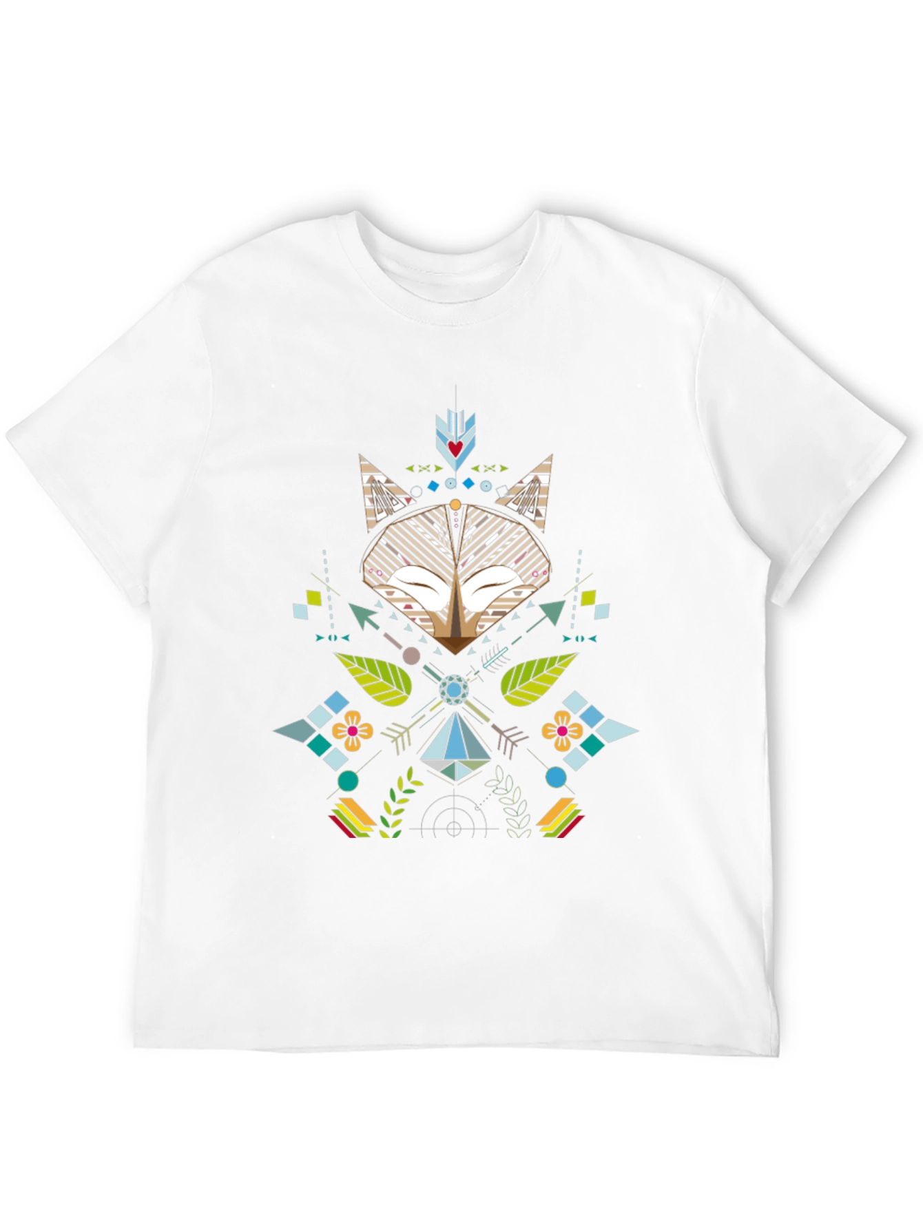 Geometric Fox Print Black T-Shirt