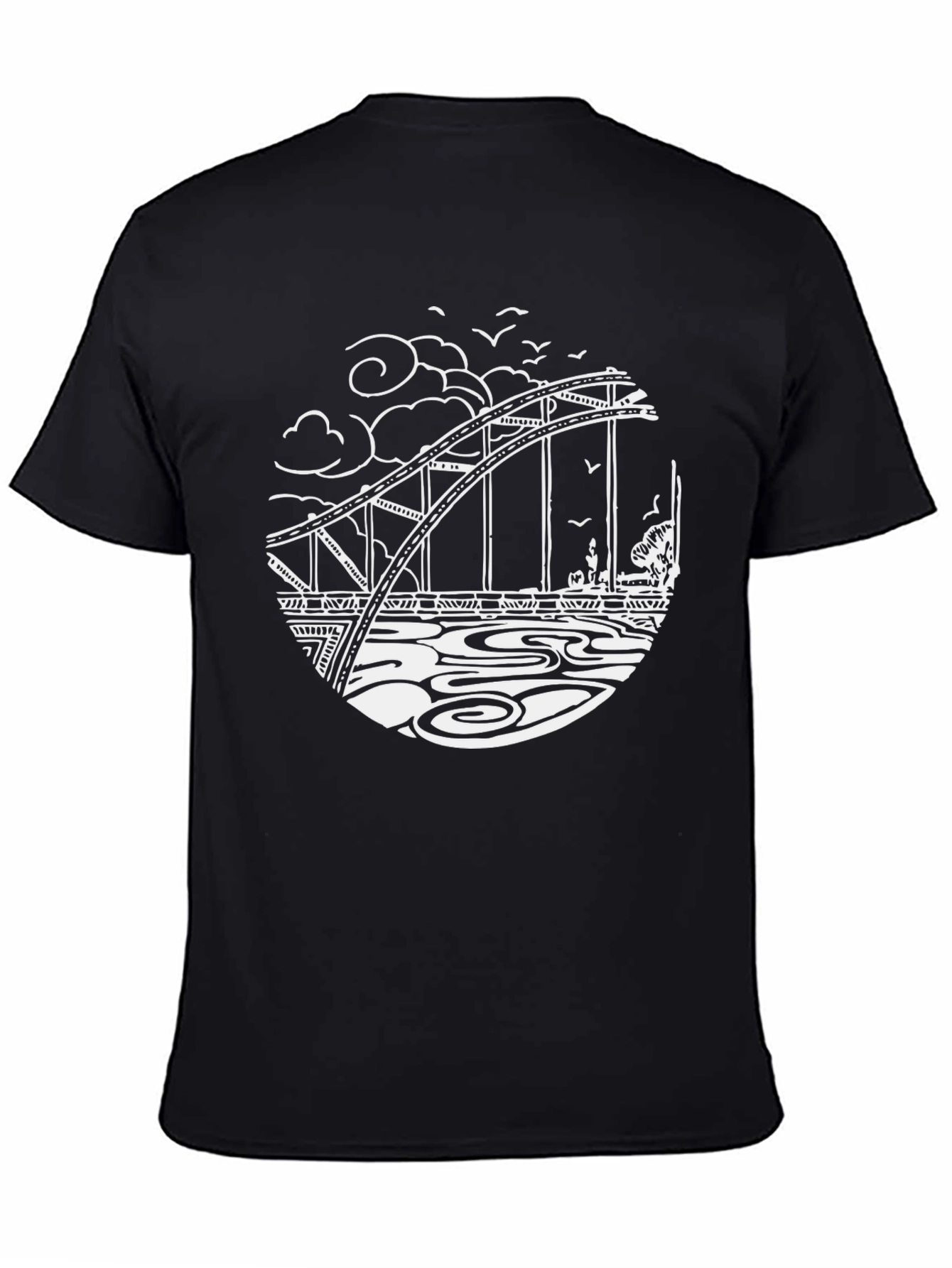Bridge Graphic Tee - Black Cotton T-Shirt
