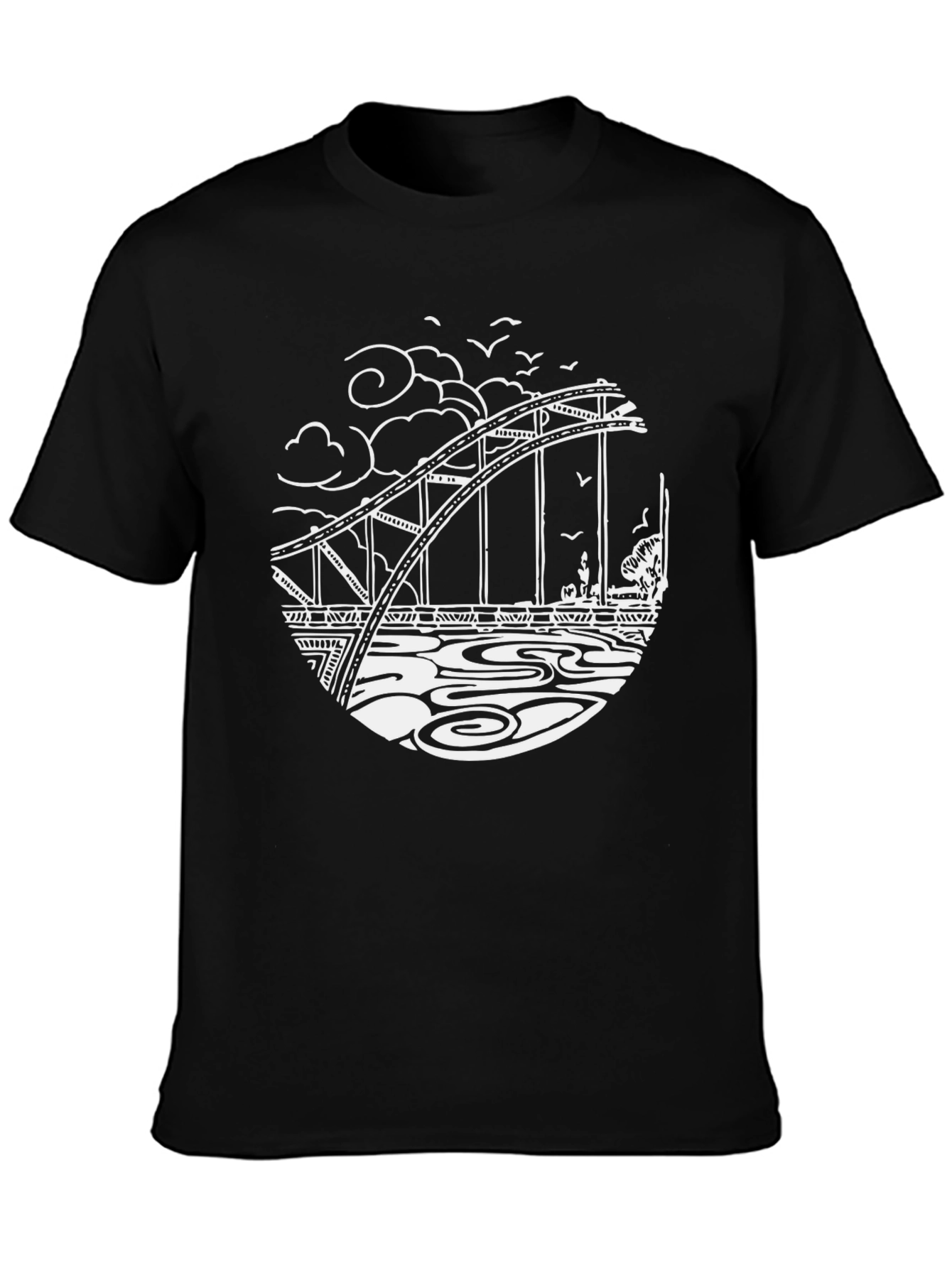 Bridge Graphic Tee - Black Cotton T-Shirt
