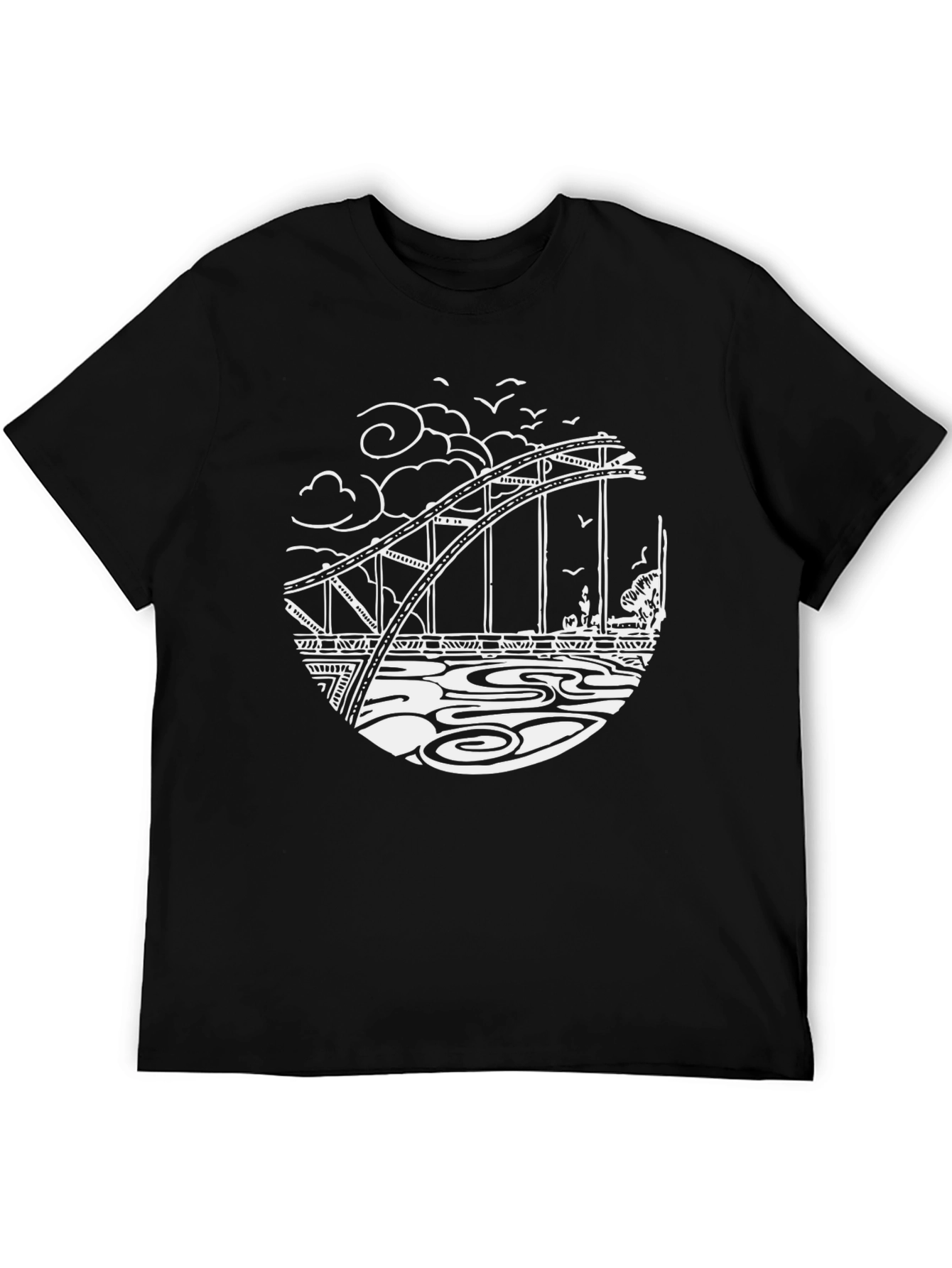 Bridge Graphic Tee - Black Cotton T-Shirt