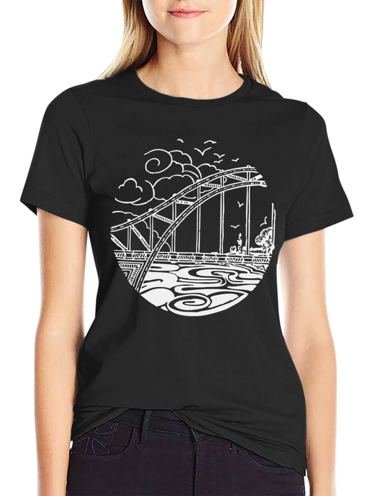 Bridge Graphic Tee - Black Cotton T-Shirt