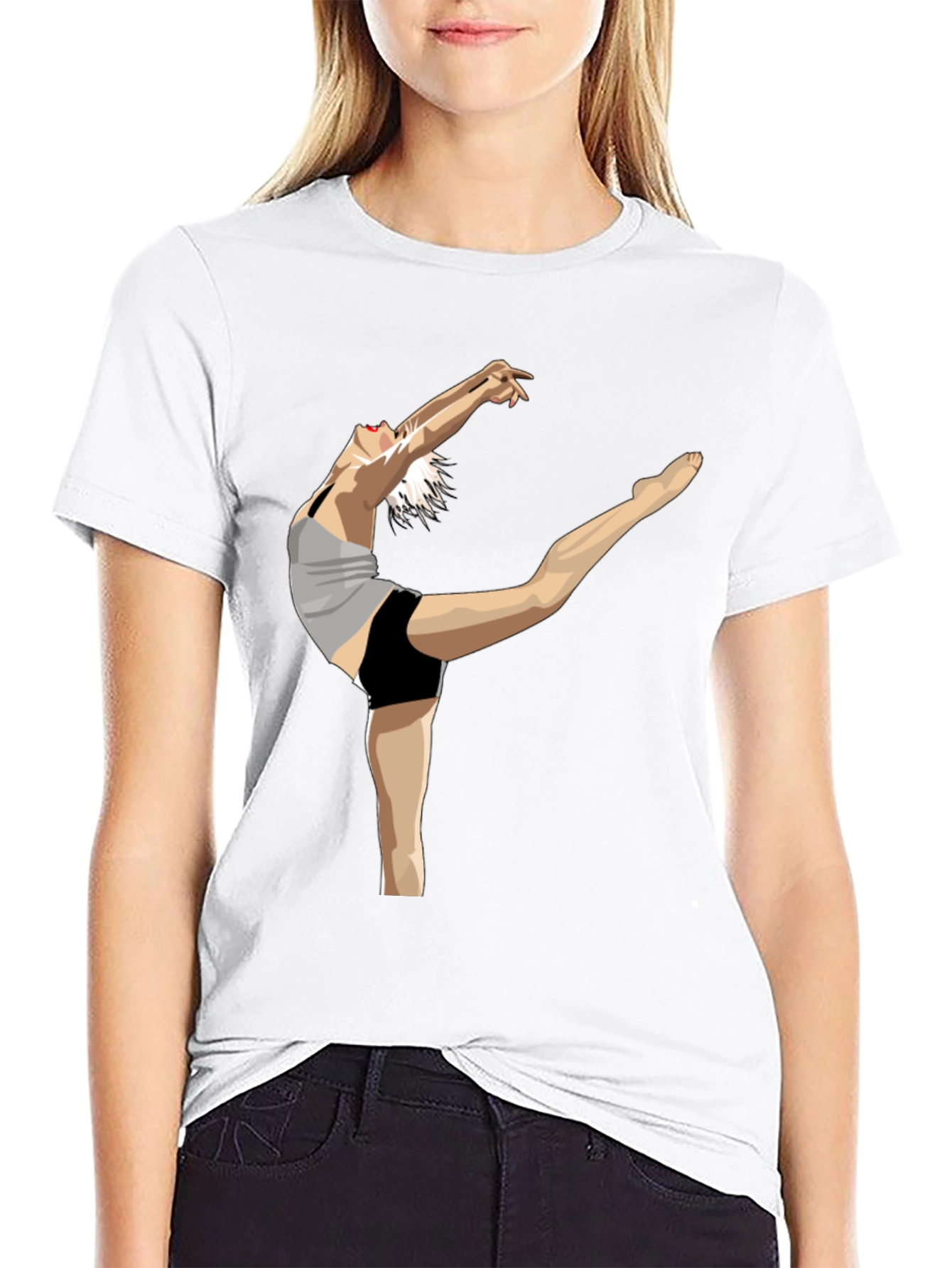 Dancer Graphic Black Cotton T-Shirt