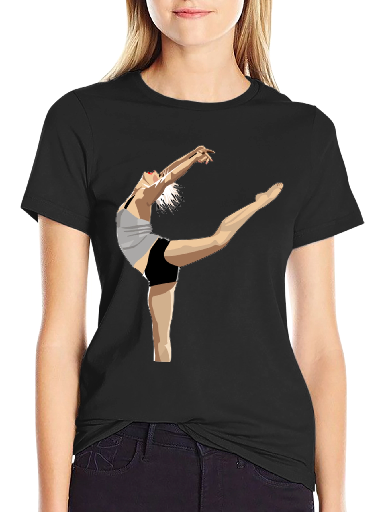 Dancer Graphic Black Cotton T-Shirt
