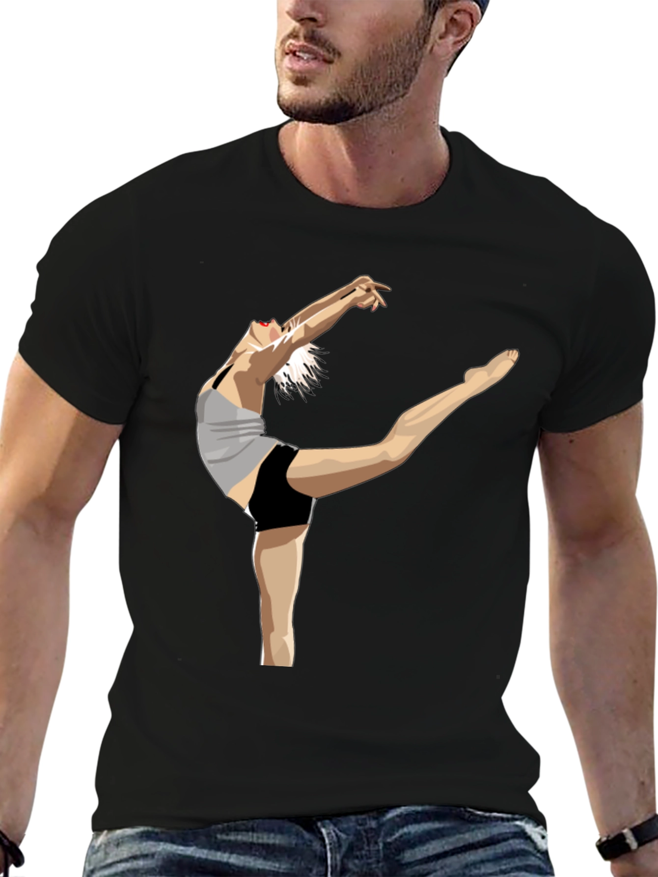 Dancer Graphic Black Cotton T-Shirt