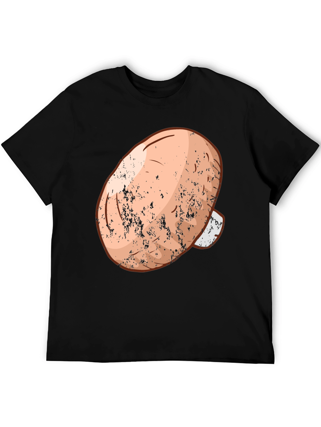 Mushroom Graphic Tee - Black Cotton Casual Wear