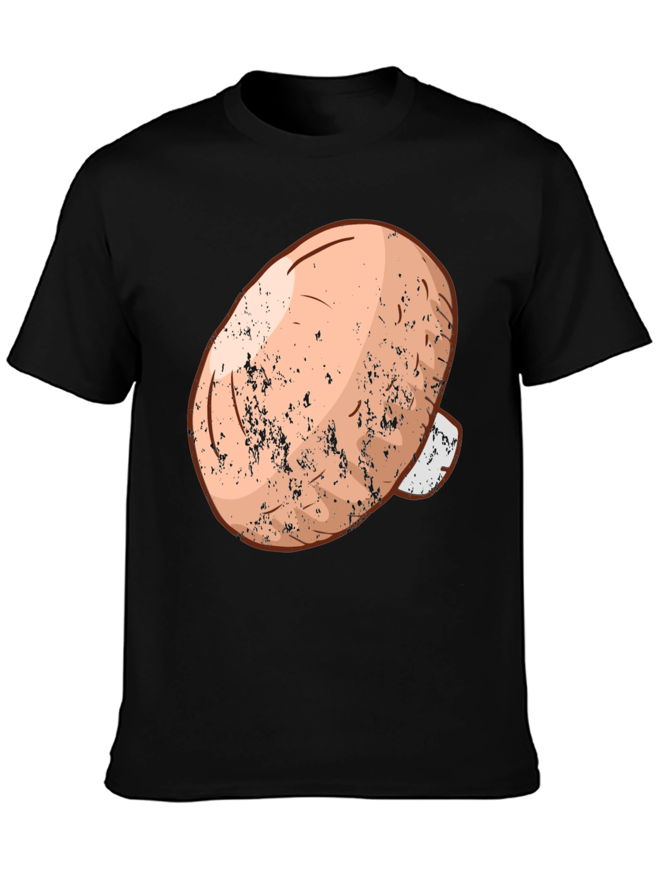 Mushroom Graphic Tee - Black Cotton Casual Wear