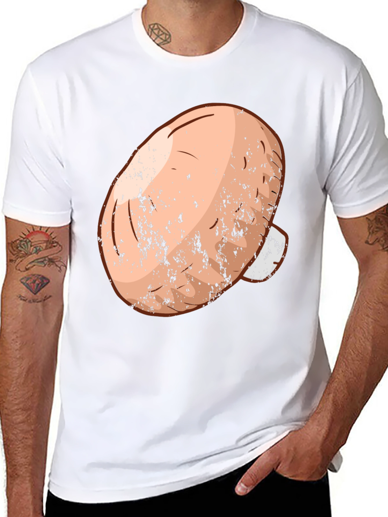 Mushroom Graphic Tee - Black Cotton Casual Wear
