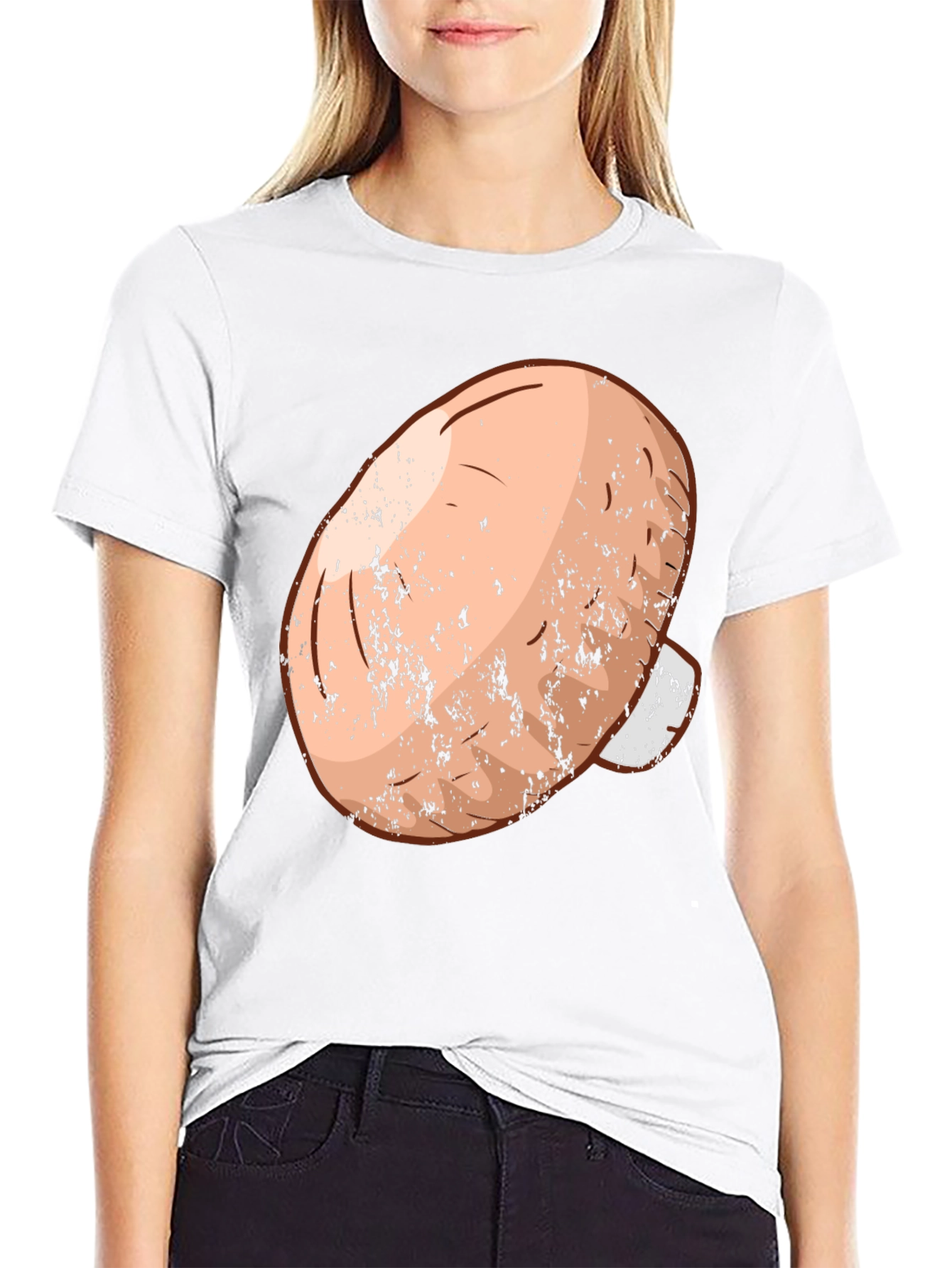 Mushroom Graphic Tee - Black Cotton Casual Wear