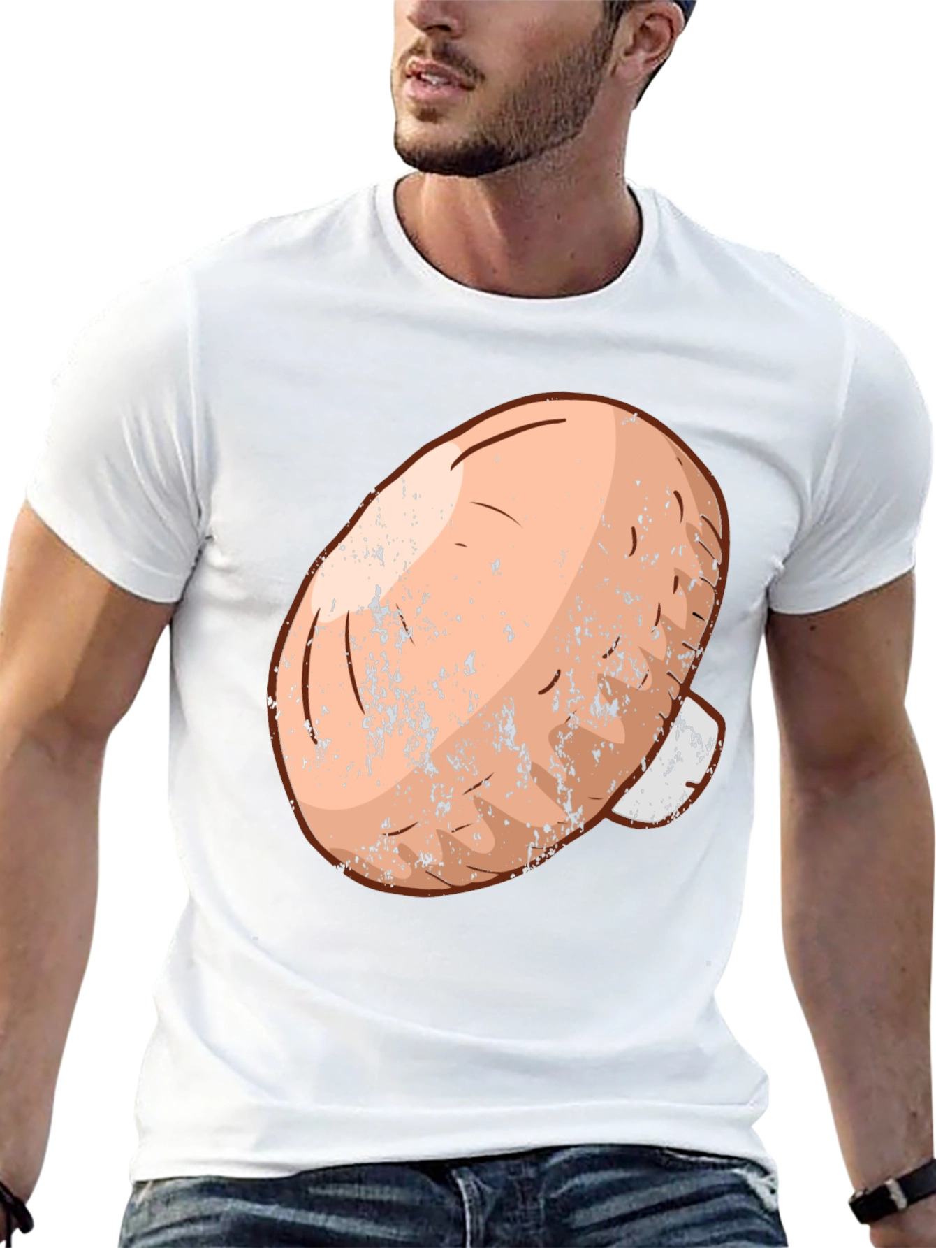 Mushroom Graphic Tee - Black Cotton Casual Wear