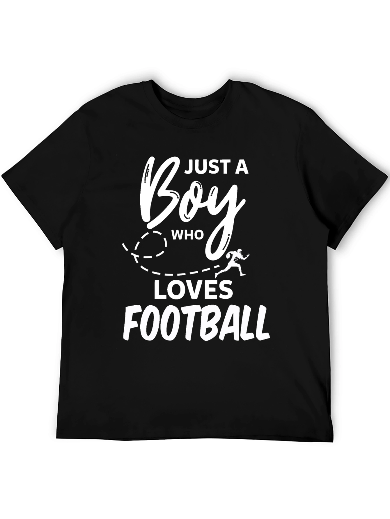 Just a Boy Who Loves Football Black T-Shirt