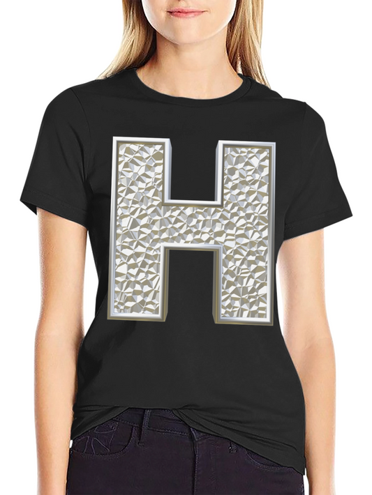 Abstract H Letter Black T-Shirt
