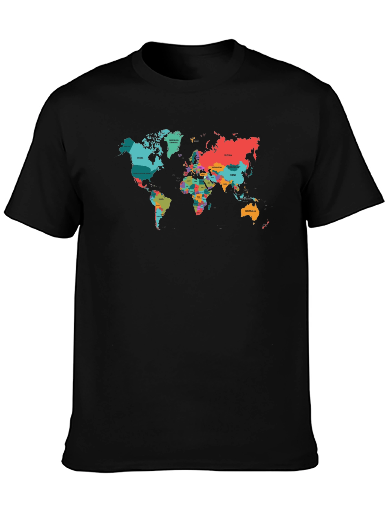 World Map Graphic Tee - Black Cotton T-Shirt