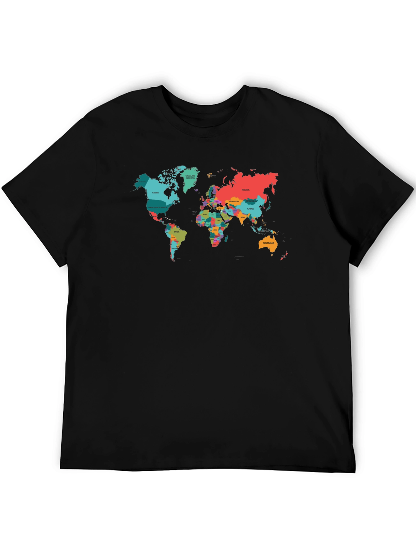 World Map Graphic Tee - Black Cotton T-Shirt