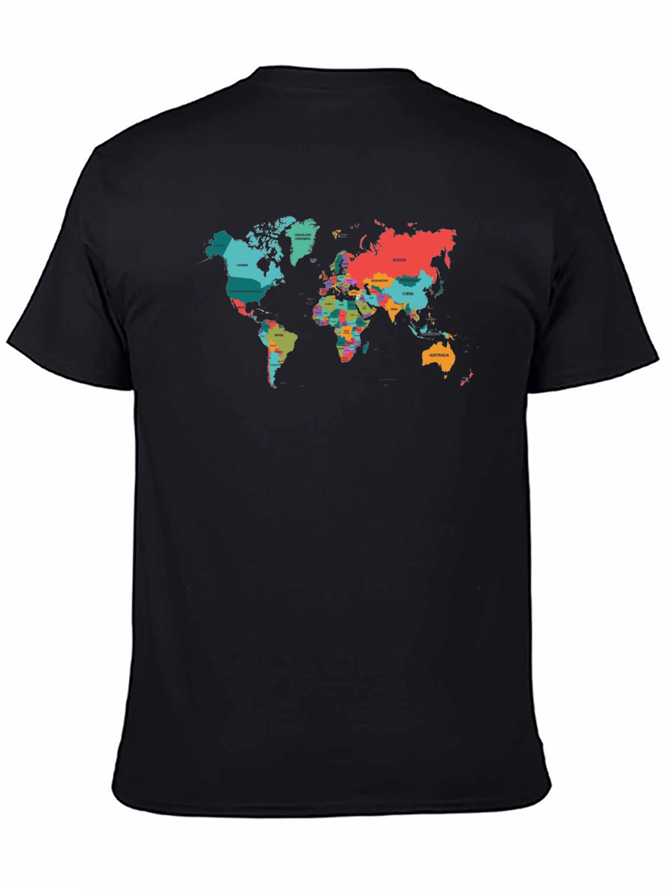 World Map Graphic Tee - Black Cotton T-Shirt