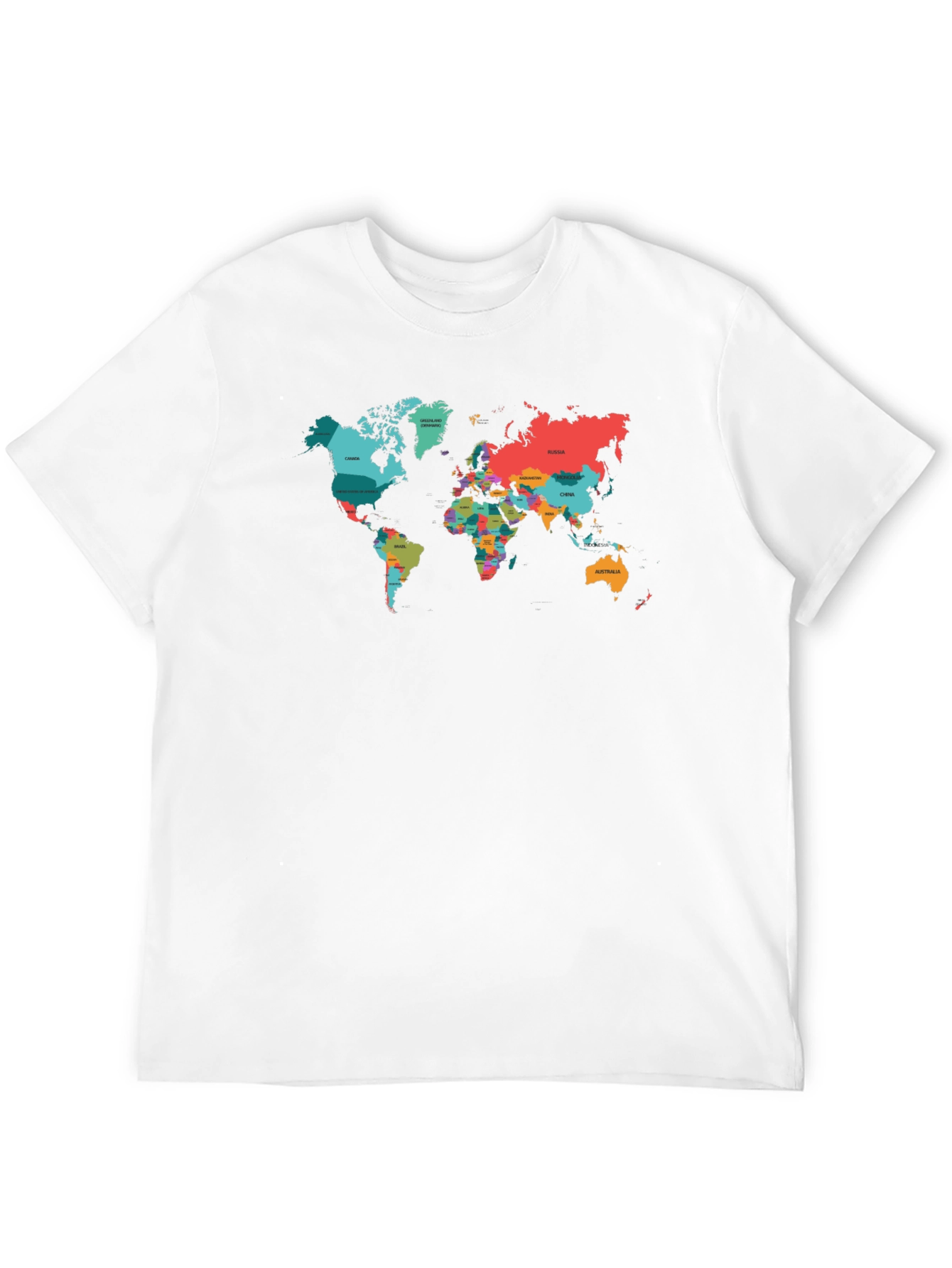 World Map Graphic Tee - Black Cotton T-Shirt